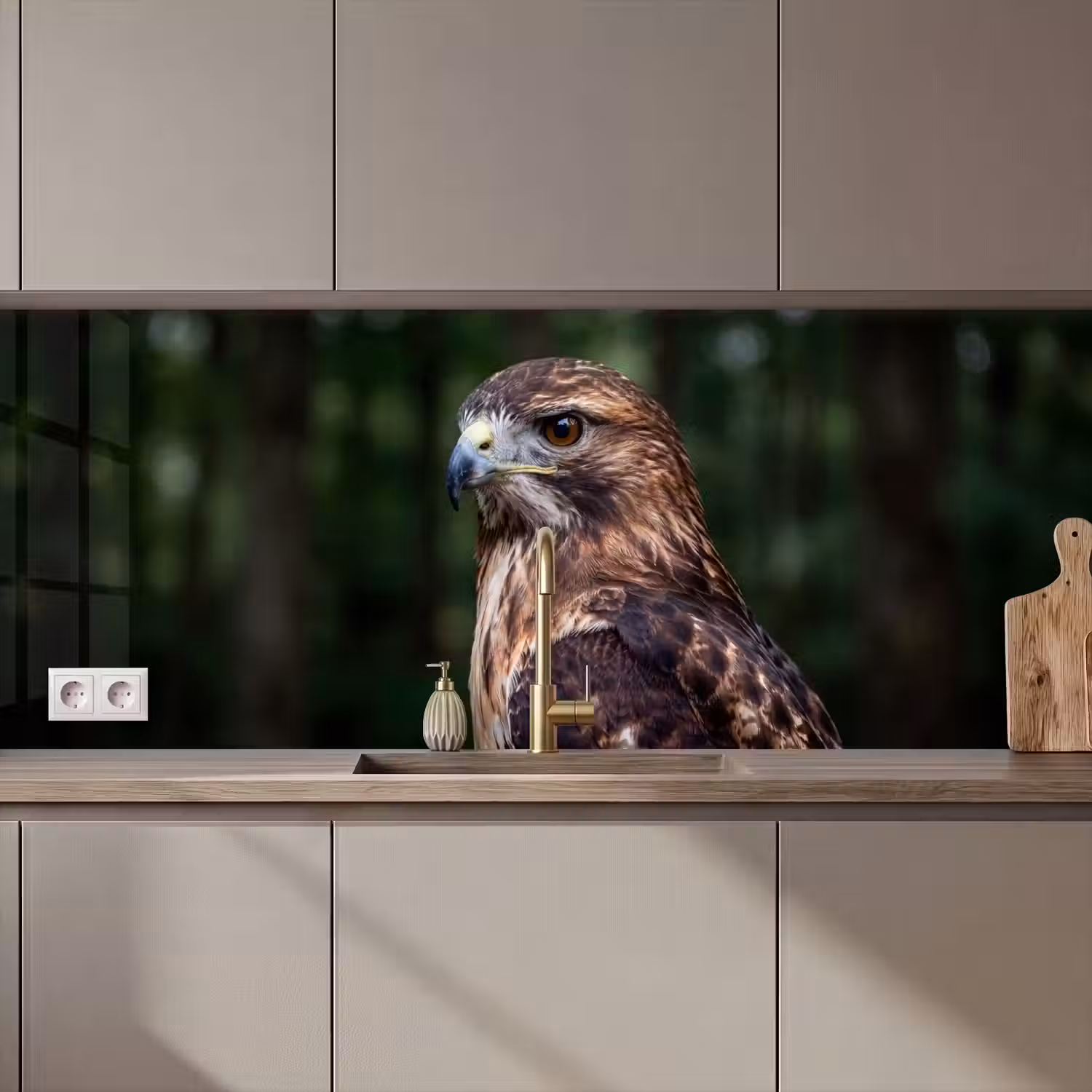 Buizerd - Roofvogel - Natuur - Bruin keuken achterwand 2 middel zz_3dshopping