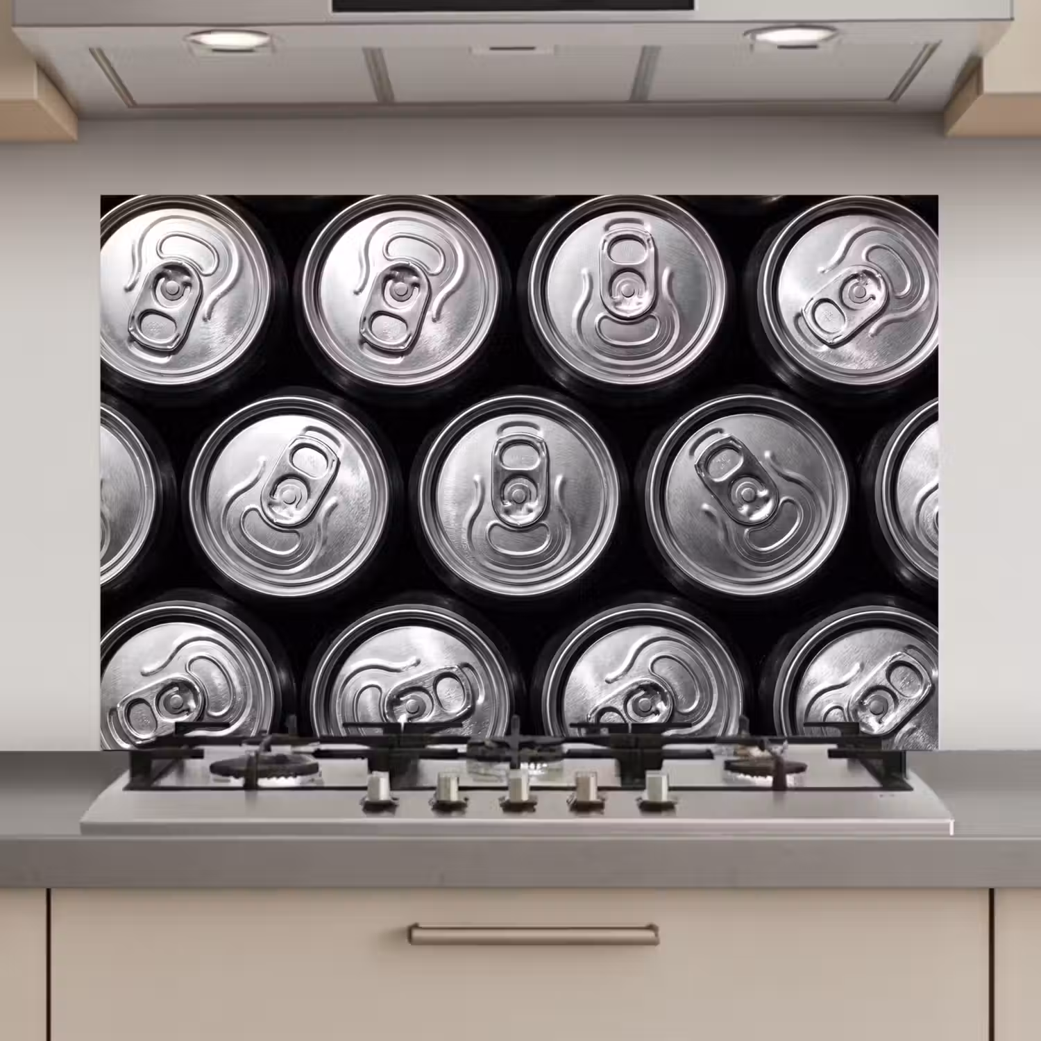 Blikjes - Aluminium - Patroon - Industrieel - Zilver keuken achterwand spatscherm klein -3d_website