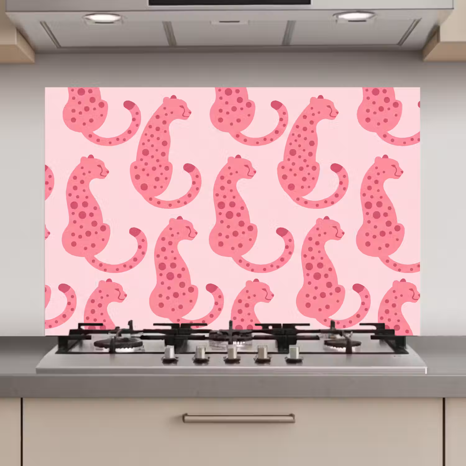 Kat - Gevlekt - Dieren - Patroon - Roze keuken achterwand spatscherm klein -3d_website