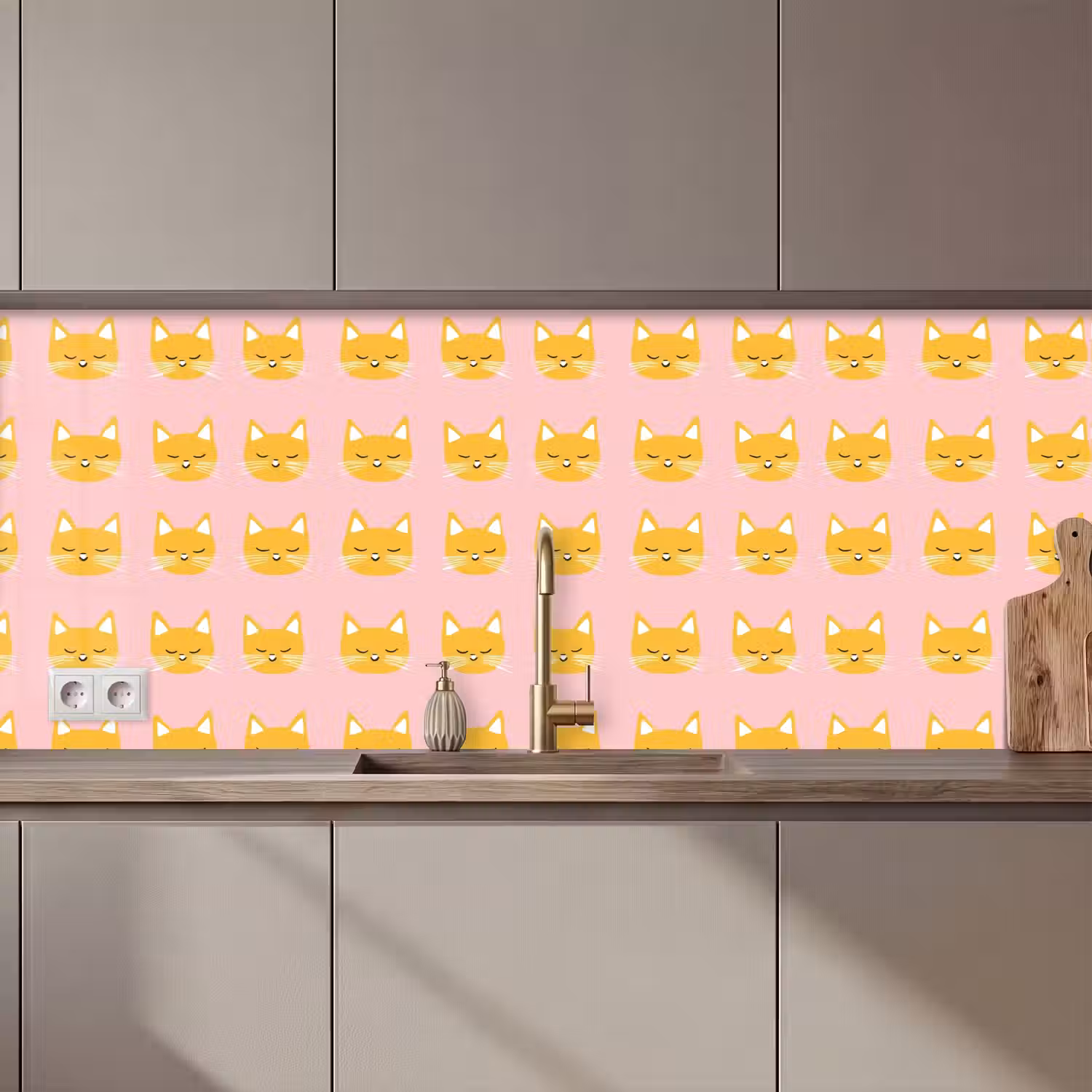 Katten - Patroon - Roze keuken achterwand 2 middel 871 zz_3dshopping