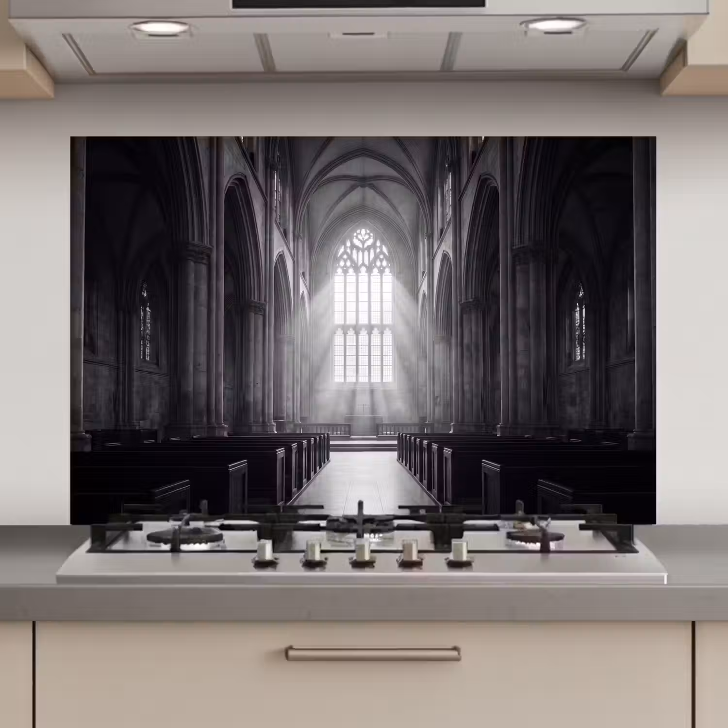 Kerk - Interieur - Lichtstralen - Architectuur - Klassiek keuken achterwand spatscherm klein -3d_website