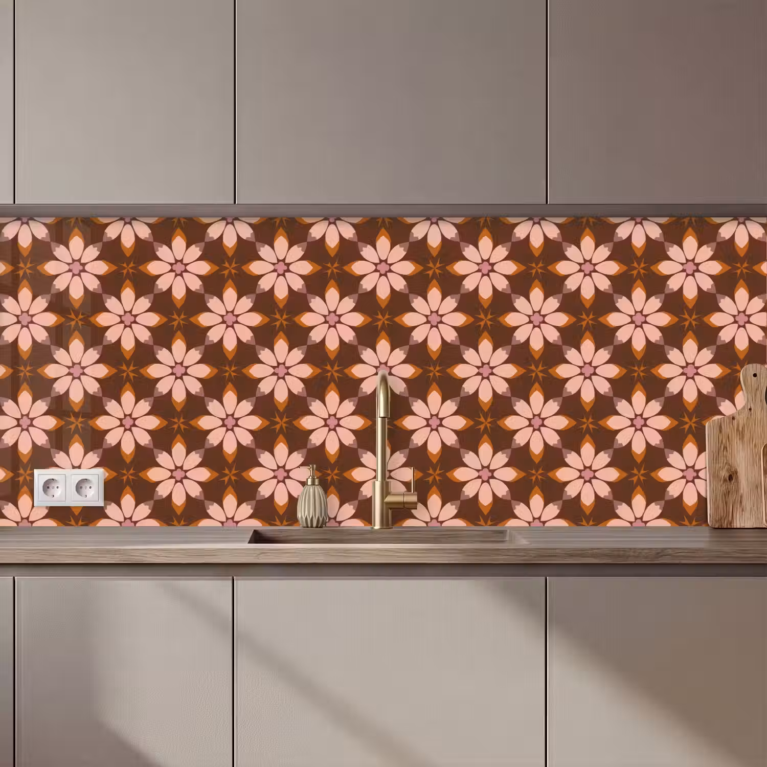 Klassiek - Retro - Bruin keuken achterwand 2 middel 871 zz_3dshopping