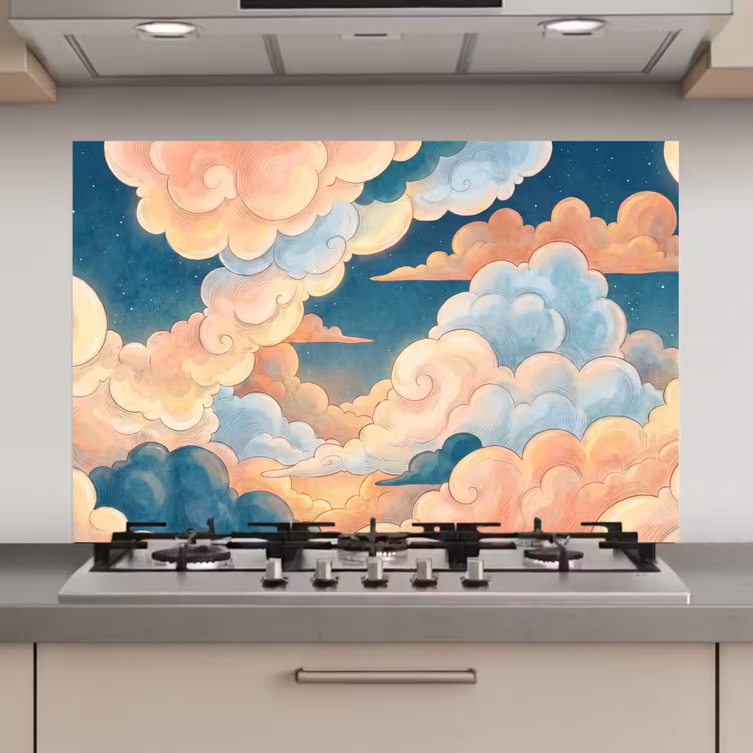 Wolk - Lucht - Natuur - Illustratief - Oranje keuken achterwand spatscherm klein -3d_website
