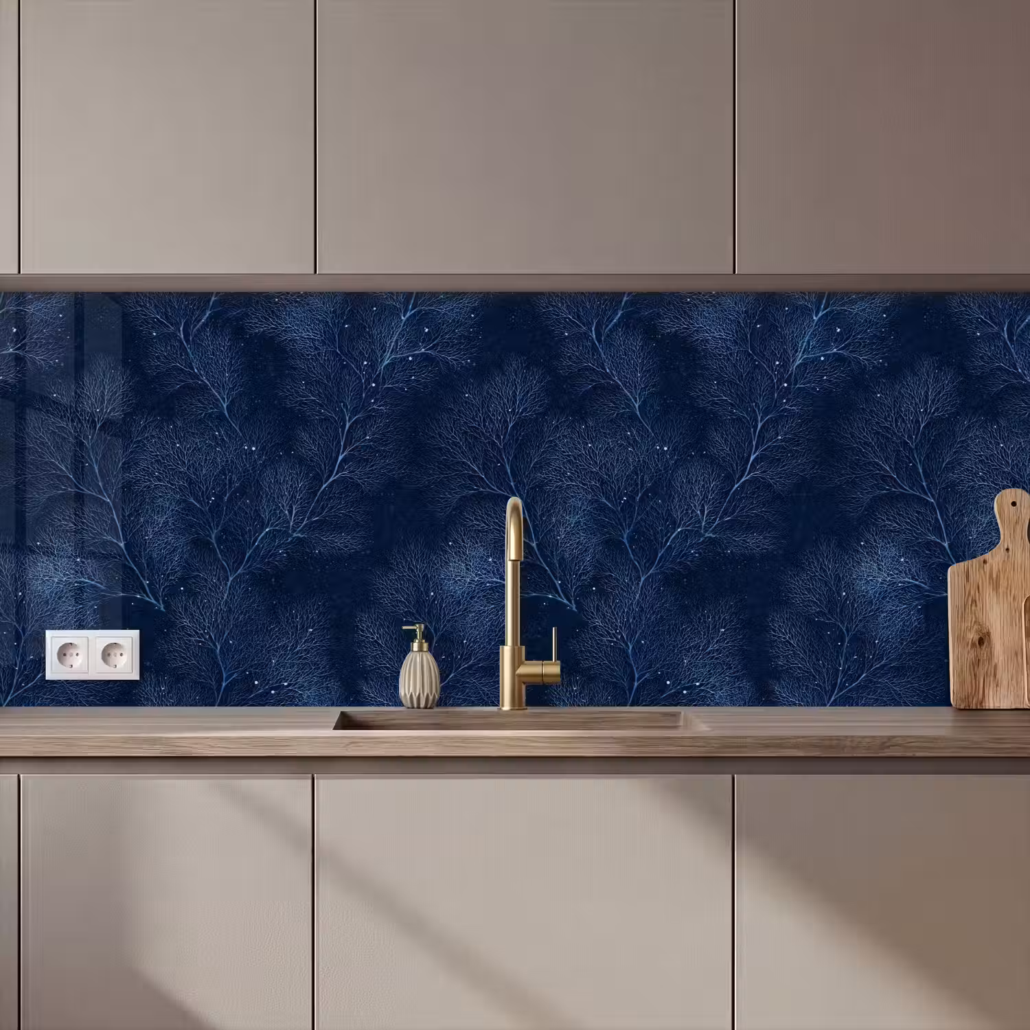 Koraal - Takken - Patroon - Nachtblauw keuken achterwand 2 middel 871 zz_3dshopping