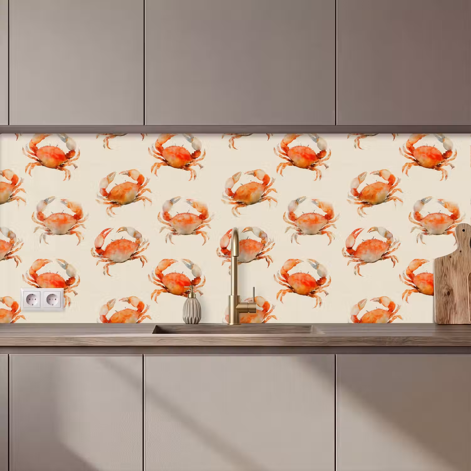 Krabben - Patroon - Oranje keuken achterwand 2 middel 871 zz_3dshopping