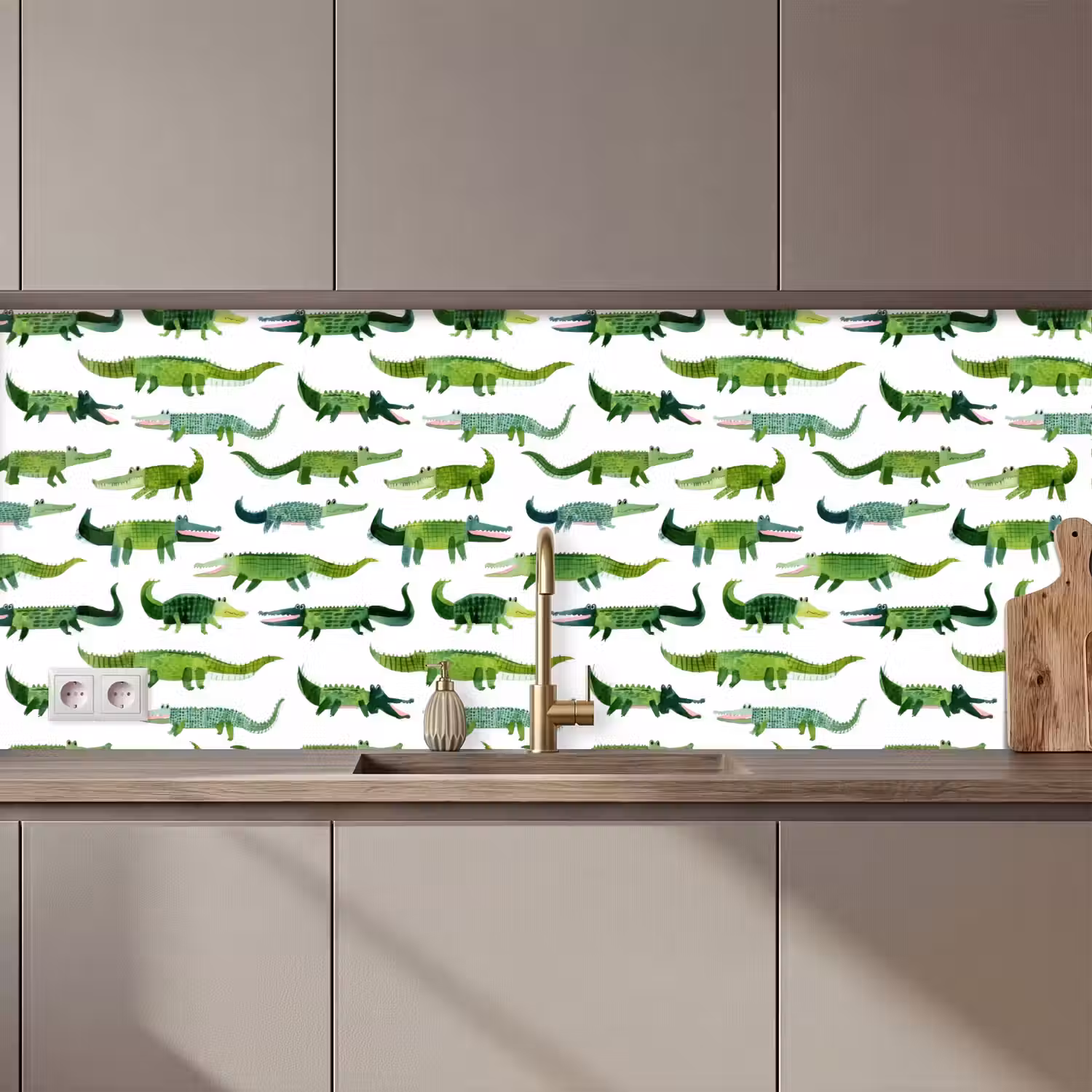 krokodillen - Speels - Groen keuken achterwand 2 middel 871 zz_3dshopping