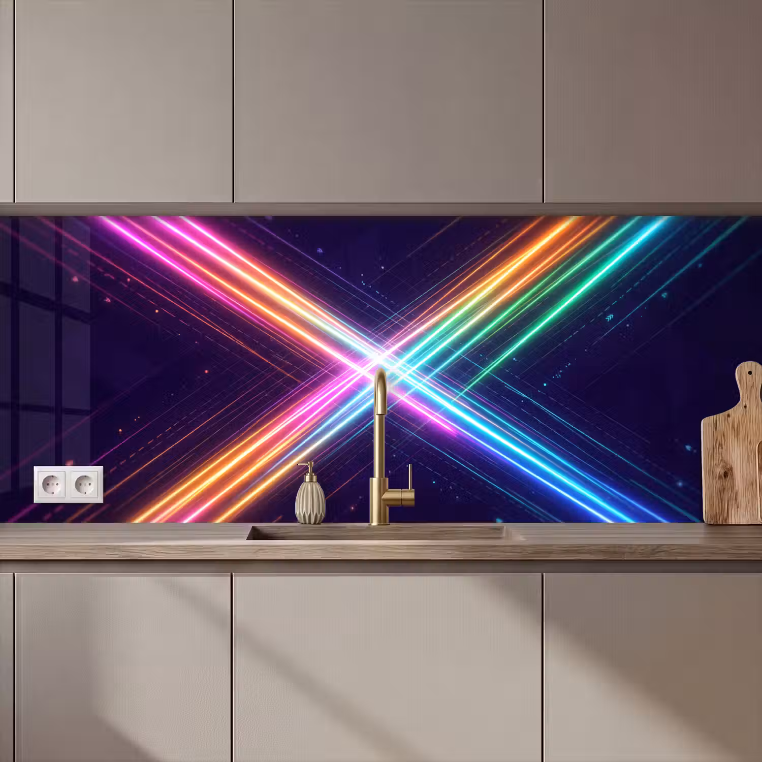 Kruisen - Lasterstralen - Neon keuken achterwand 2 middel zz_3dshopping