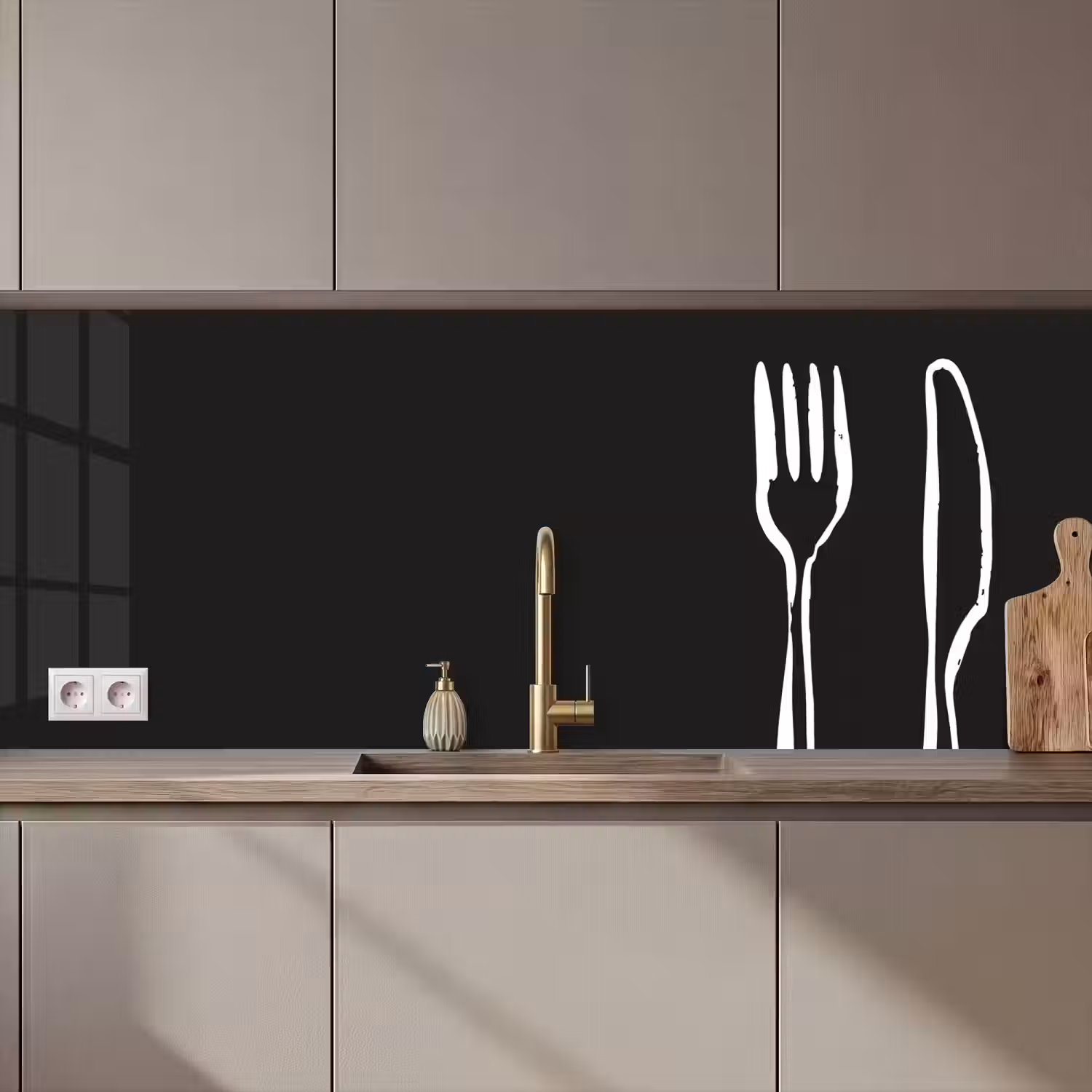 Bestek - Staand - Zwart - Wit keuken achterwand 2 middel zz_3dshopping