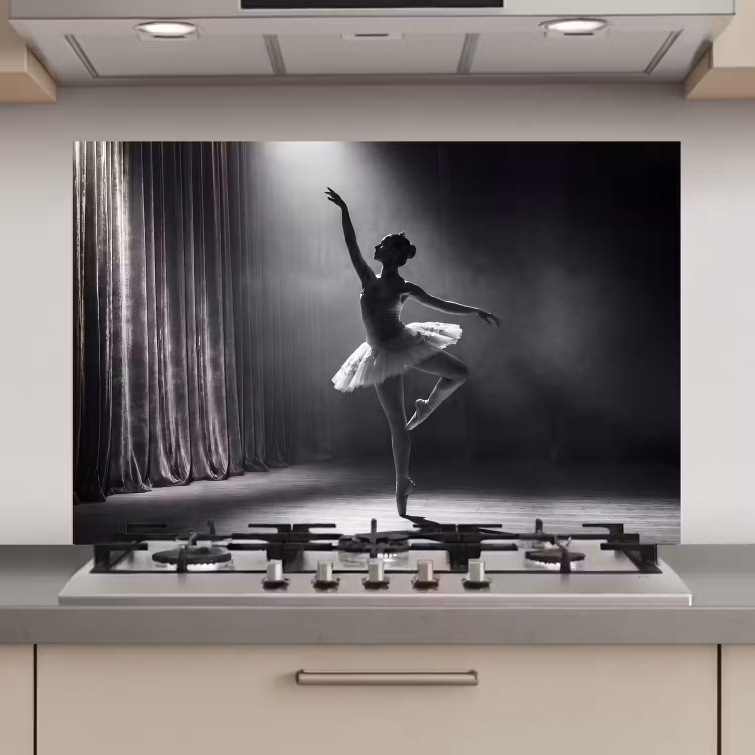 Danser - Podium - Zwart-wit - Kunst - Klassiek keuken achterwand spatscherm klein -3d_website