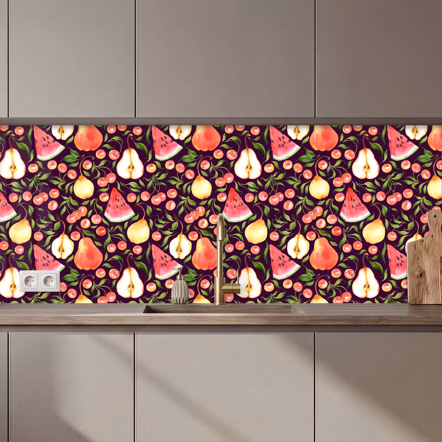 Donker - Bladeren - Fruit - Patroon keuken achterwand 2 middel 871 zz_3dshopping