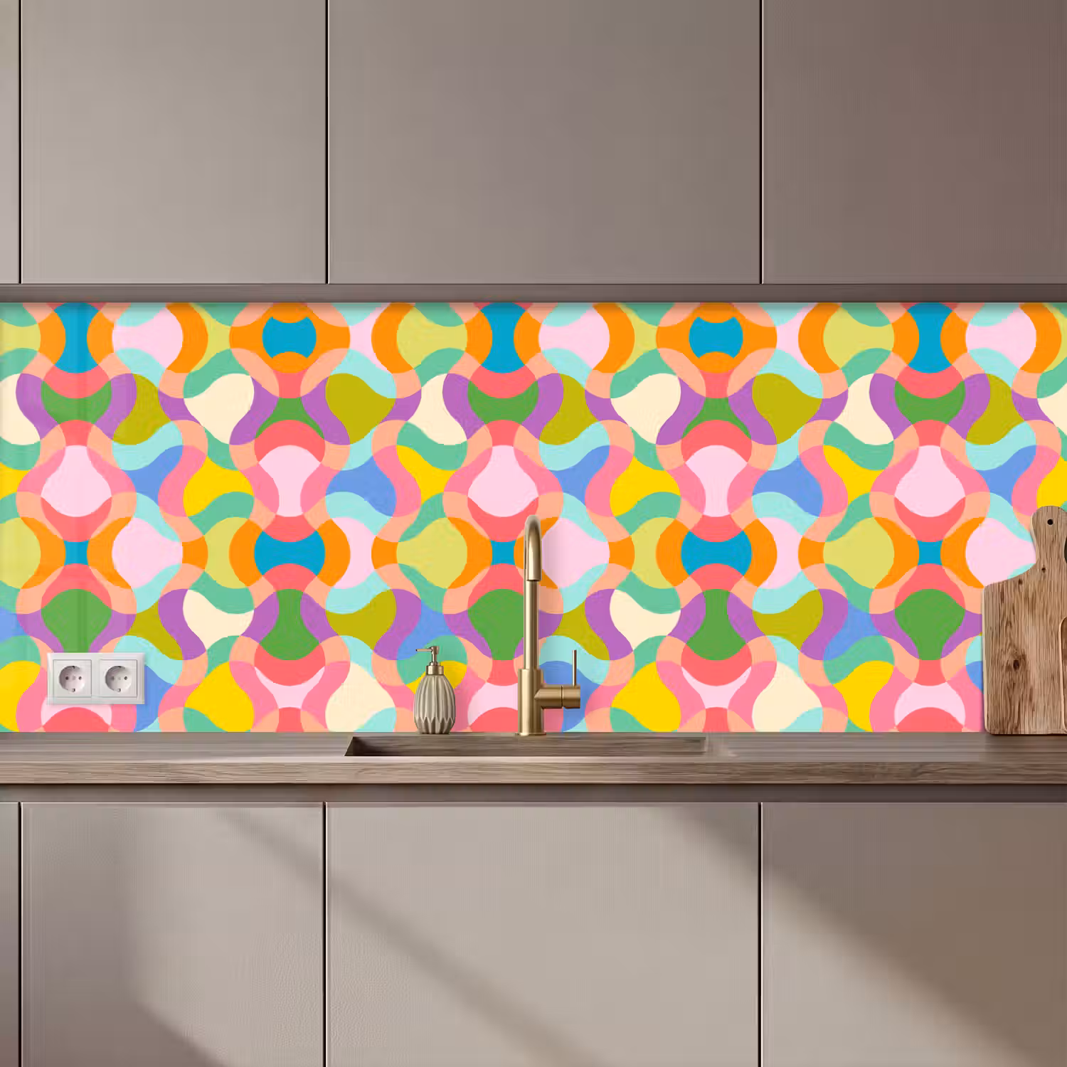 Design - Abstract - Kleuren - Retro keuken achterwand 2 middel 871 zz_3dshopping