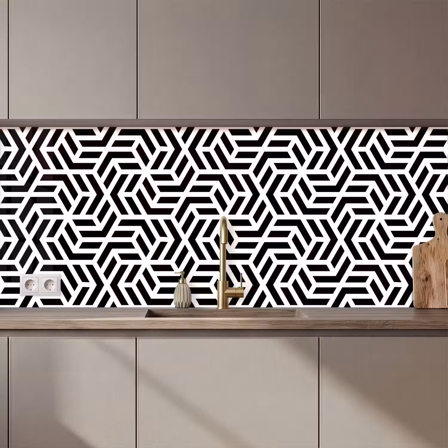 Design - Geometrie - Patroon - Zwart - Wit keuken achterwand 2 middel 871 zz_3dshopping