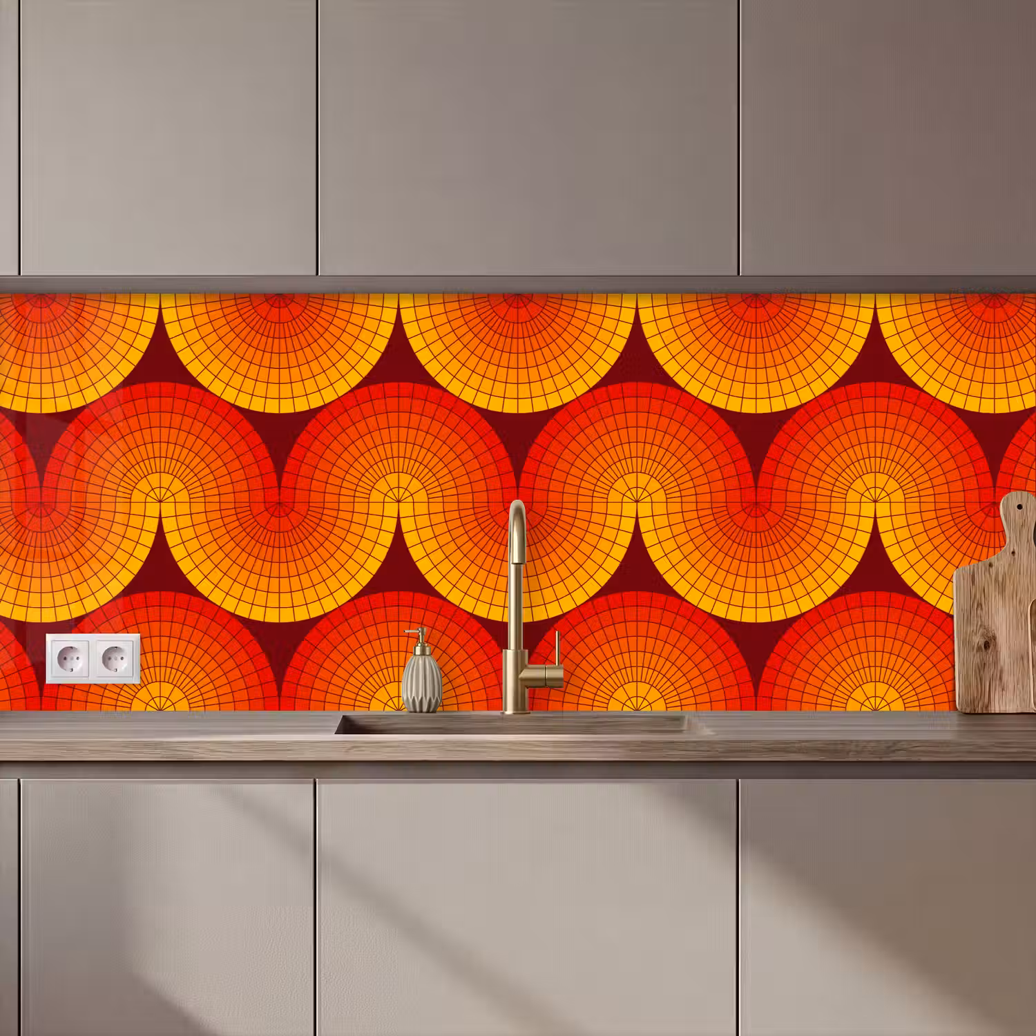 Design - Retro - Rood - Abstract keuken achterwand 2 middel 871 zz_3dshopping