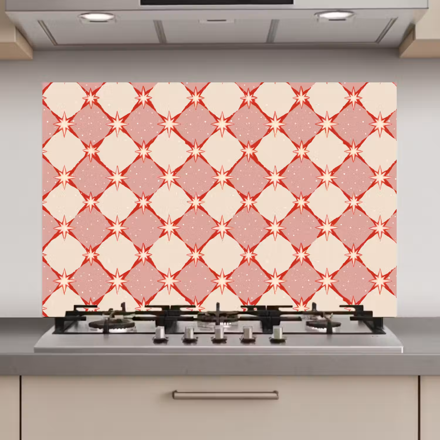 Ruiten - Sterren - Vintage - Oudroze - Rood keuken achterwand spatscherm klein 900 -3d_website