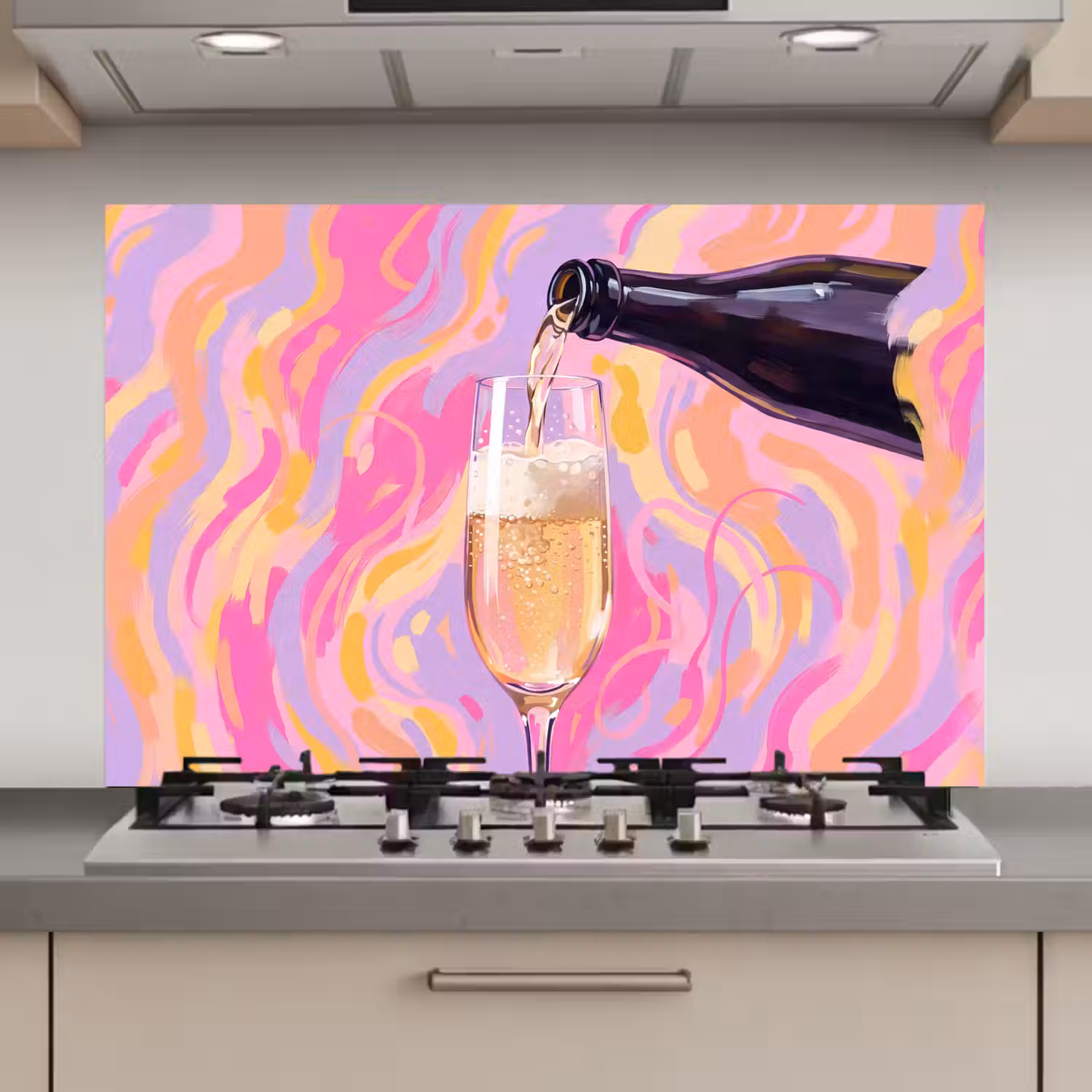 Drank - Inschenken - Feest - Abstract - Roze keuken achterwand spatscherm klein -3d_website