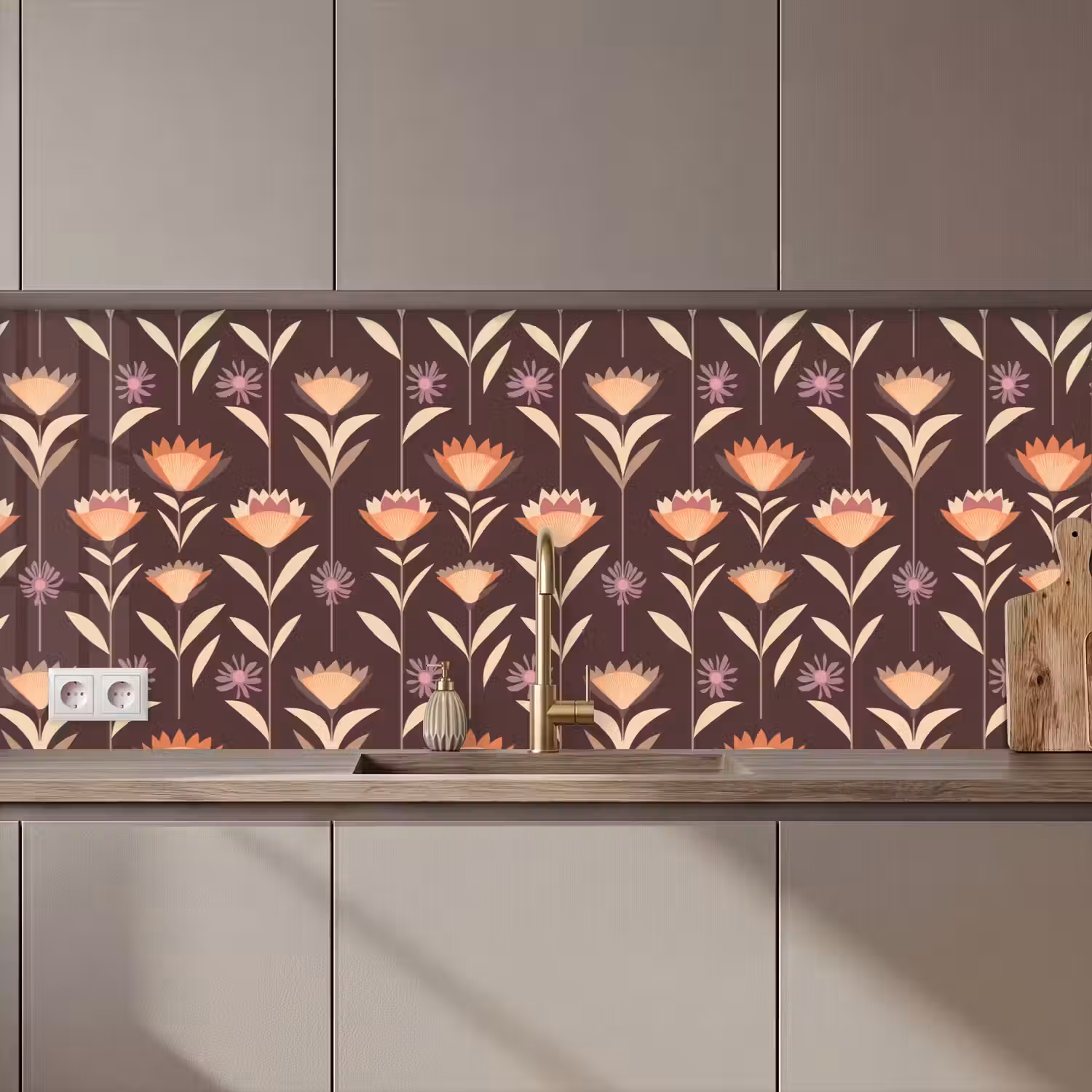 Elegant - Retro - Bruin keuken achterwand 2 middel 871 zz_3dshopping