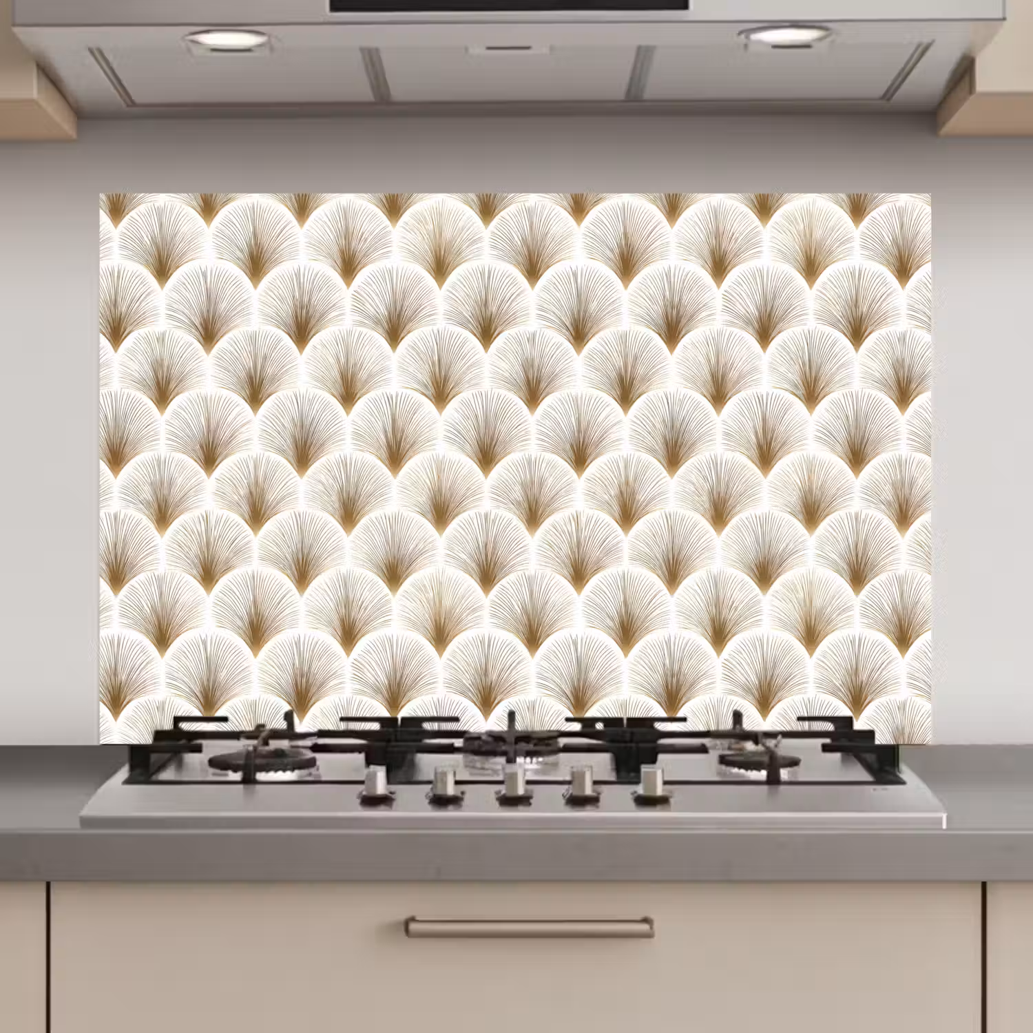 Waaiers - Art Deco - Elegant - Goud - Wit keuken achterwand spatscherm klein 900 -3d_website