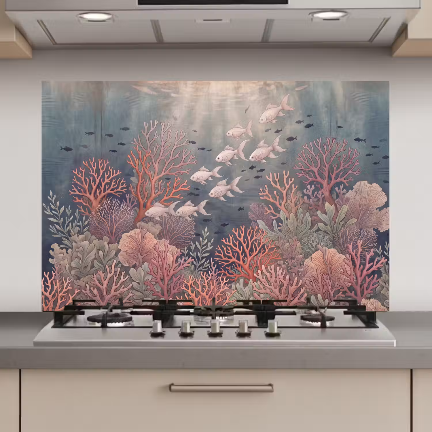 Vis - Koraal - Onderwater - Illustratie - Vintage keuken achterwand spatscherm klein -3d_website