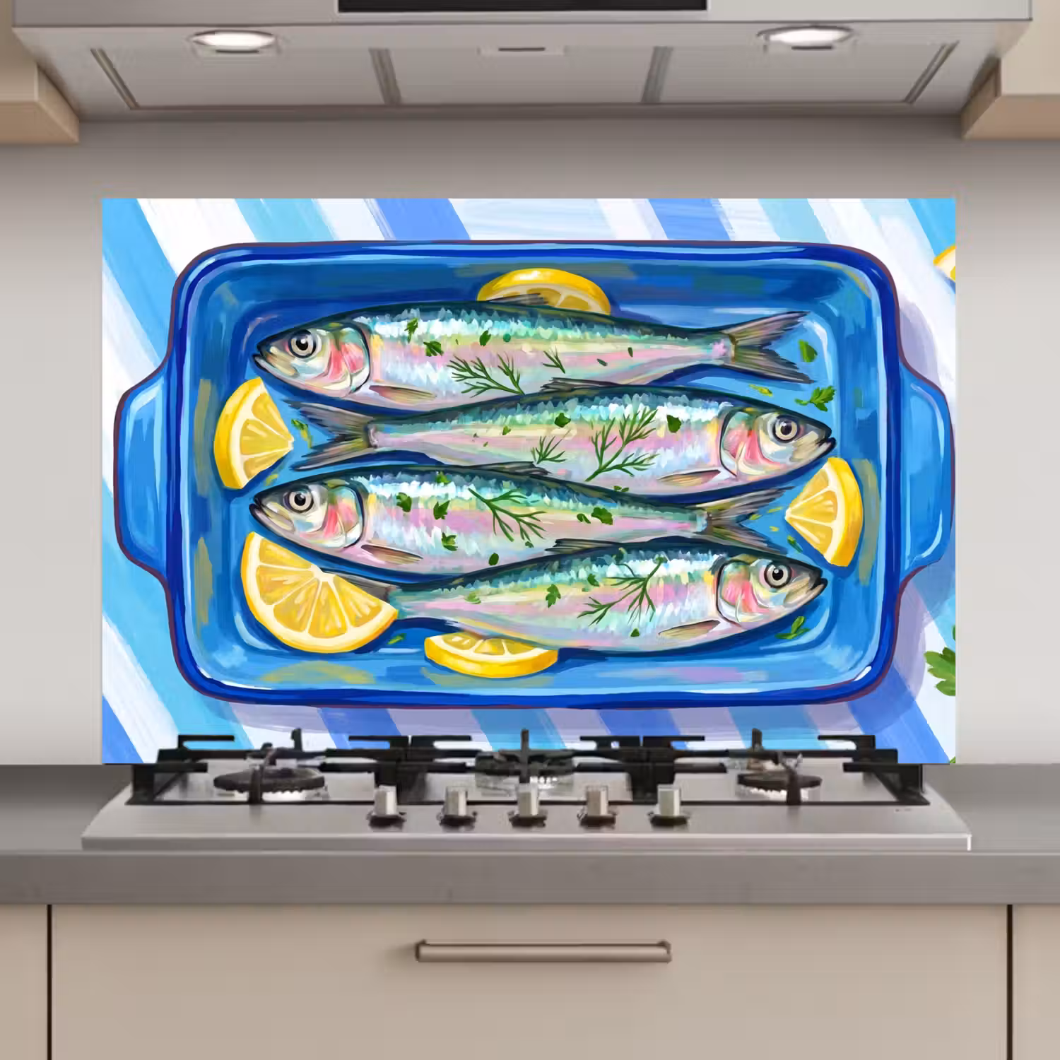 Vis - Citroen - Kruiden - Eten - Blauw keuken achterwand spatscherm klein -3d_website