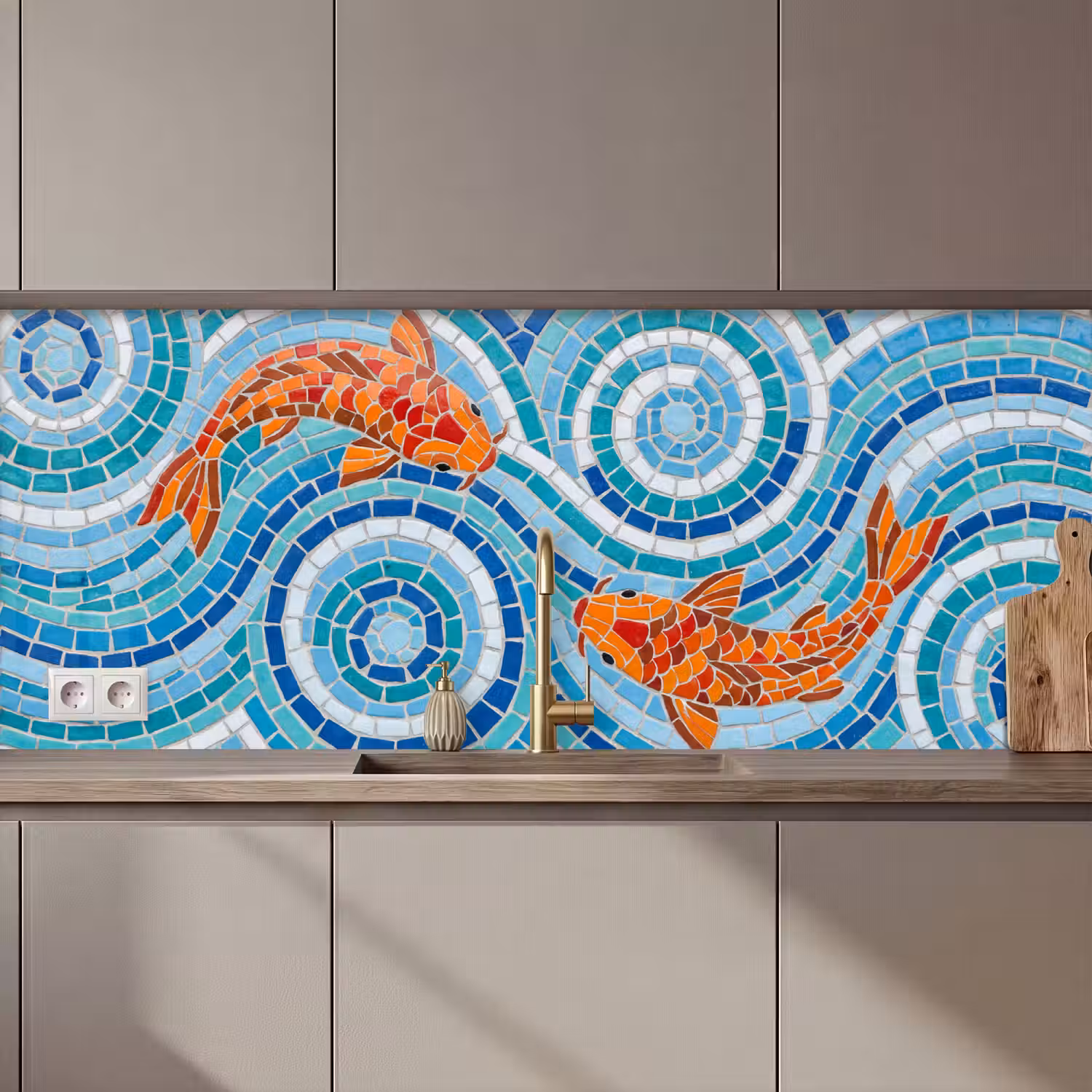Vis - Mozaïek - Water - Decoratief - Blauw keuken achterwand 2 middel zz_3dshopping
