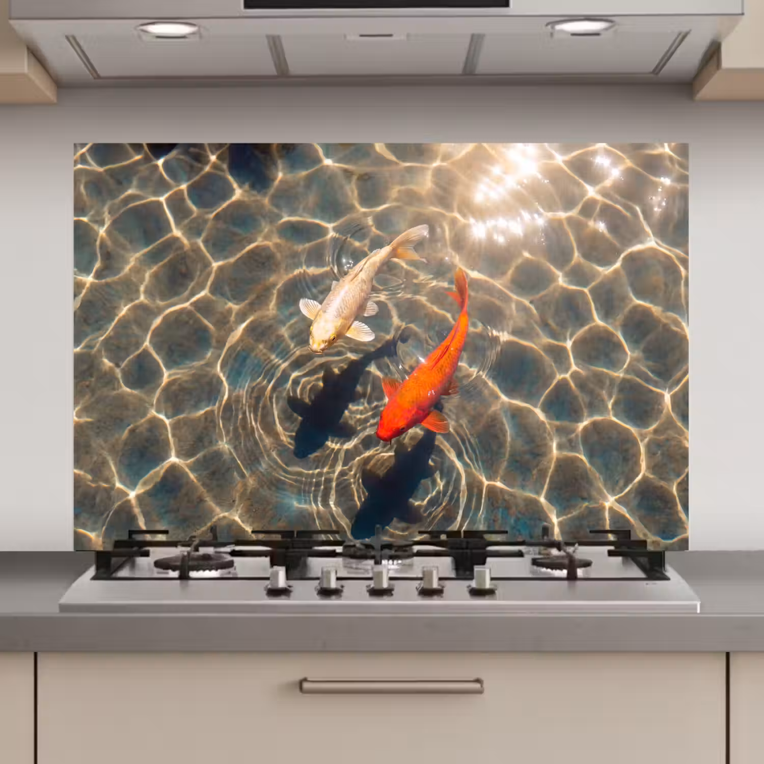 Vis - Water - Dieren - Oranje - Goud keuken achterwand spatscherm klein -3d_website