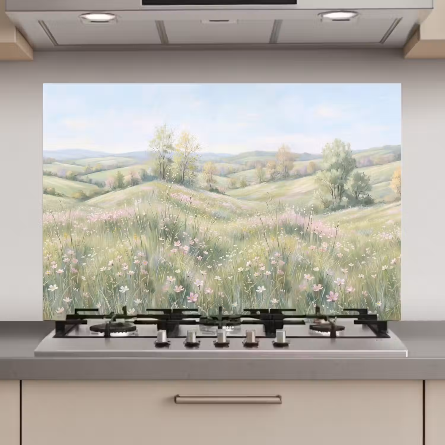Bloemen veld - Bloemen - Groen keuken achterwand 2 middel zz_3dshopping