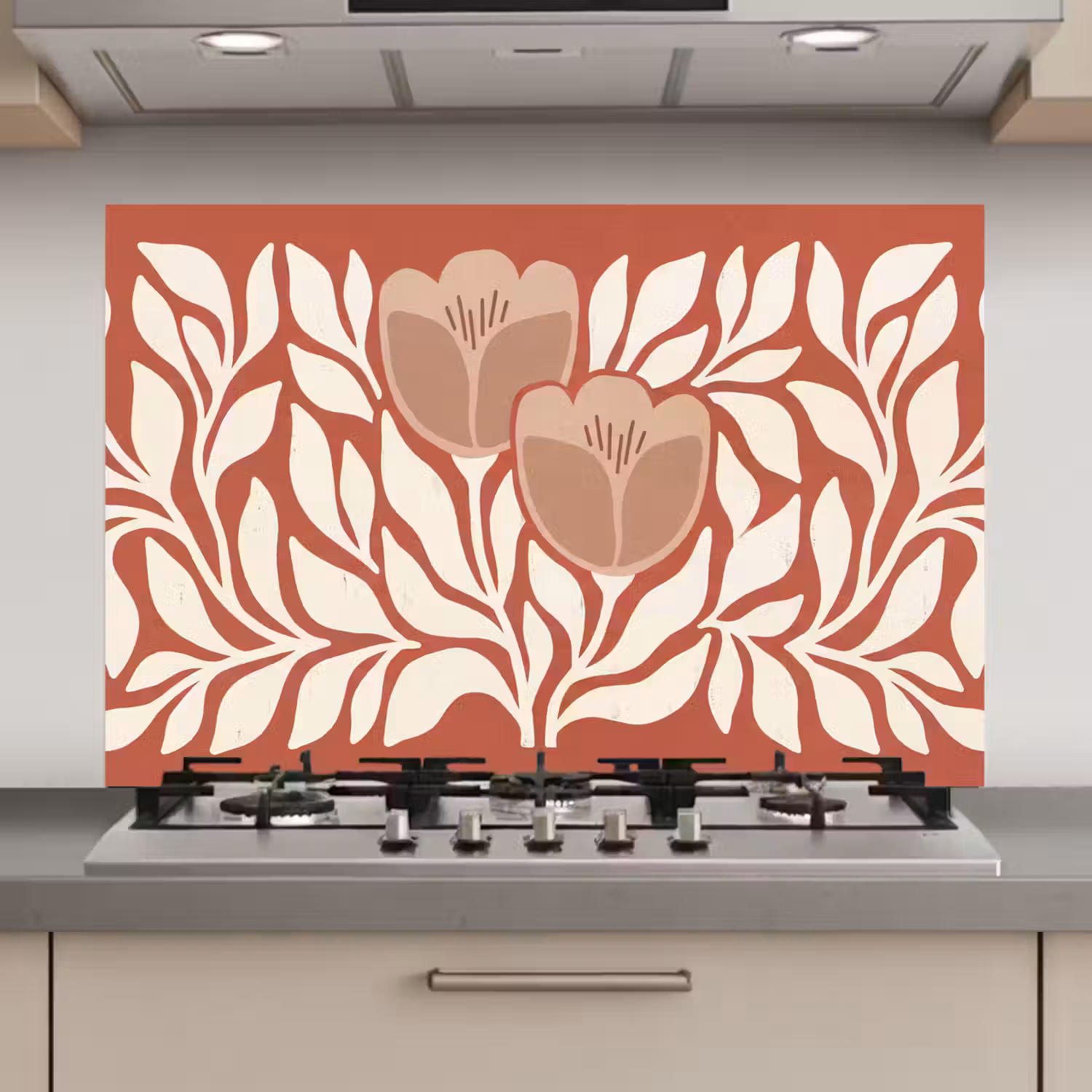 Bloemen - Abstract - Modern - Beige - Natuur keuken achterwand spatscherm klein -3d_website