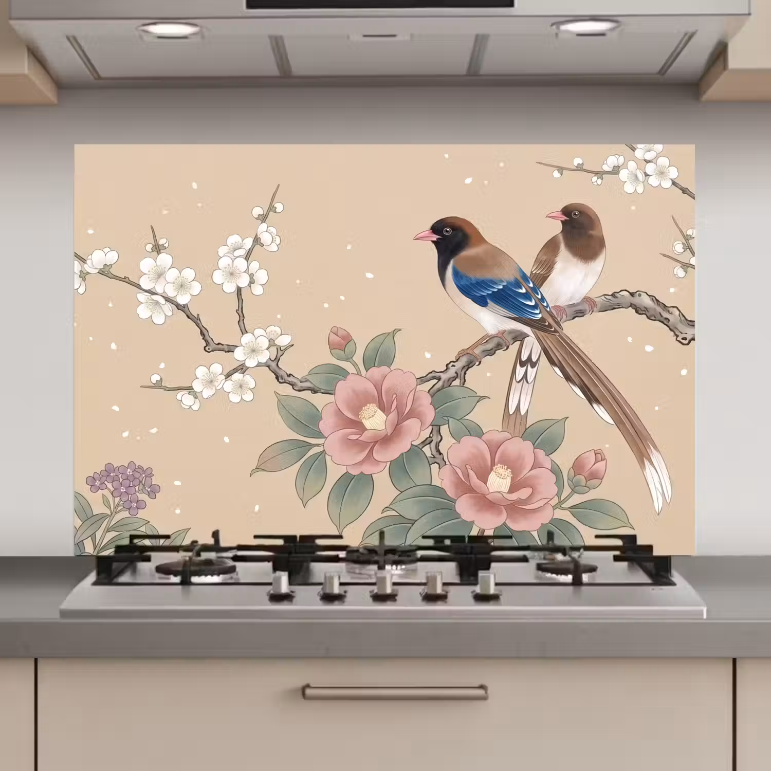 Bloemen - Vogels - Bloemen keuken achterwand 2 middel zz_3dshopping