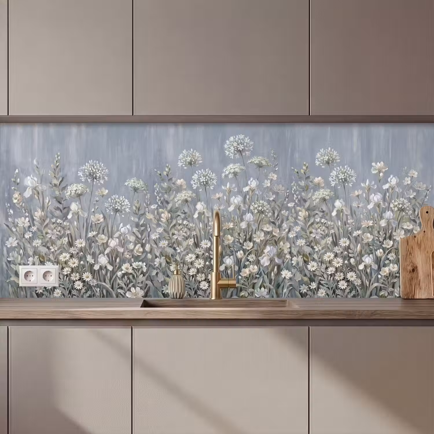 Bloemen - Botanisch - Blauw keuken achterwand 2 middel zz_3dshopping