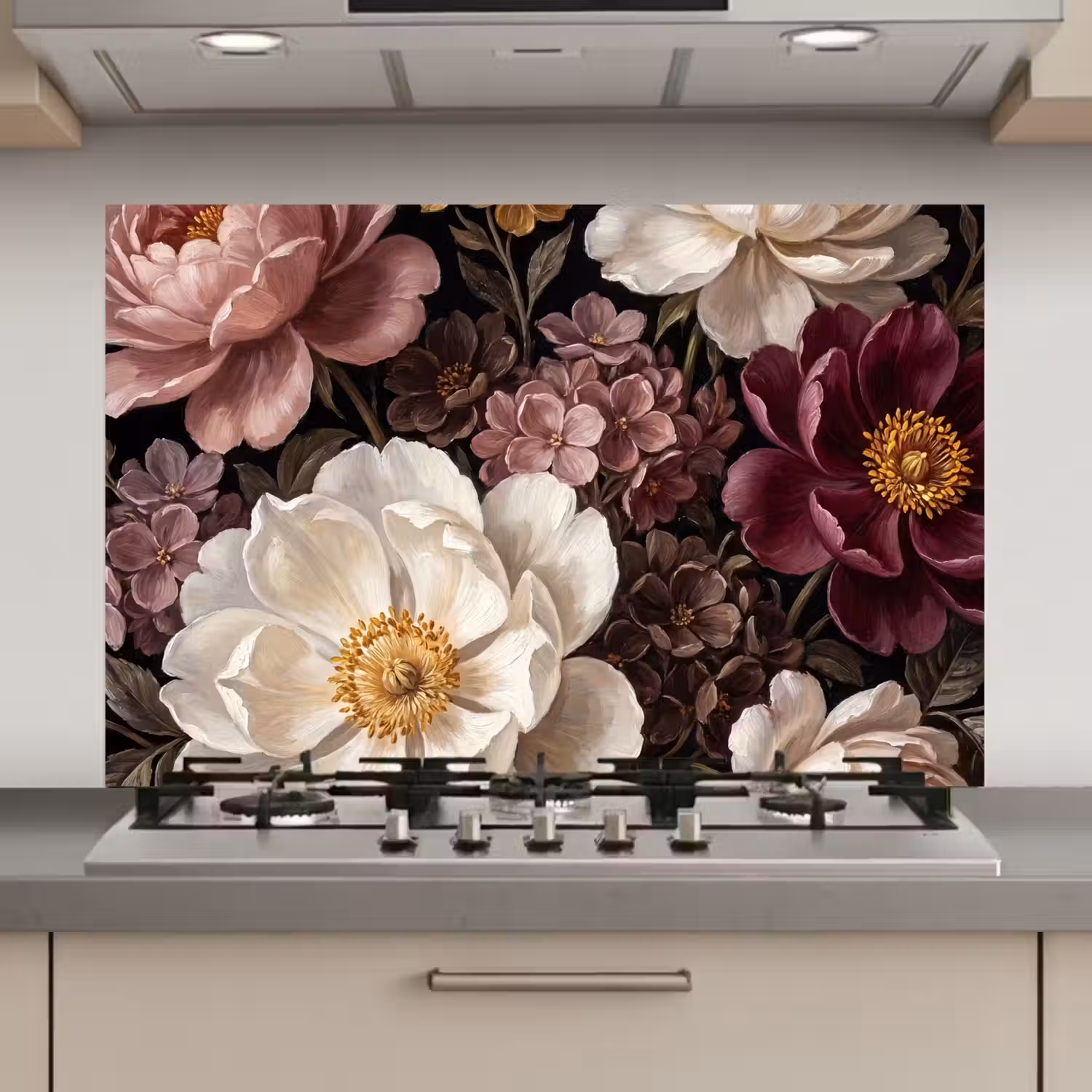 Bloemen - Boeket - Klassiek - Donker - Rood keuken achterwand spatscherm klein -3d_website