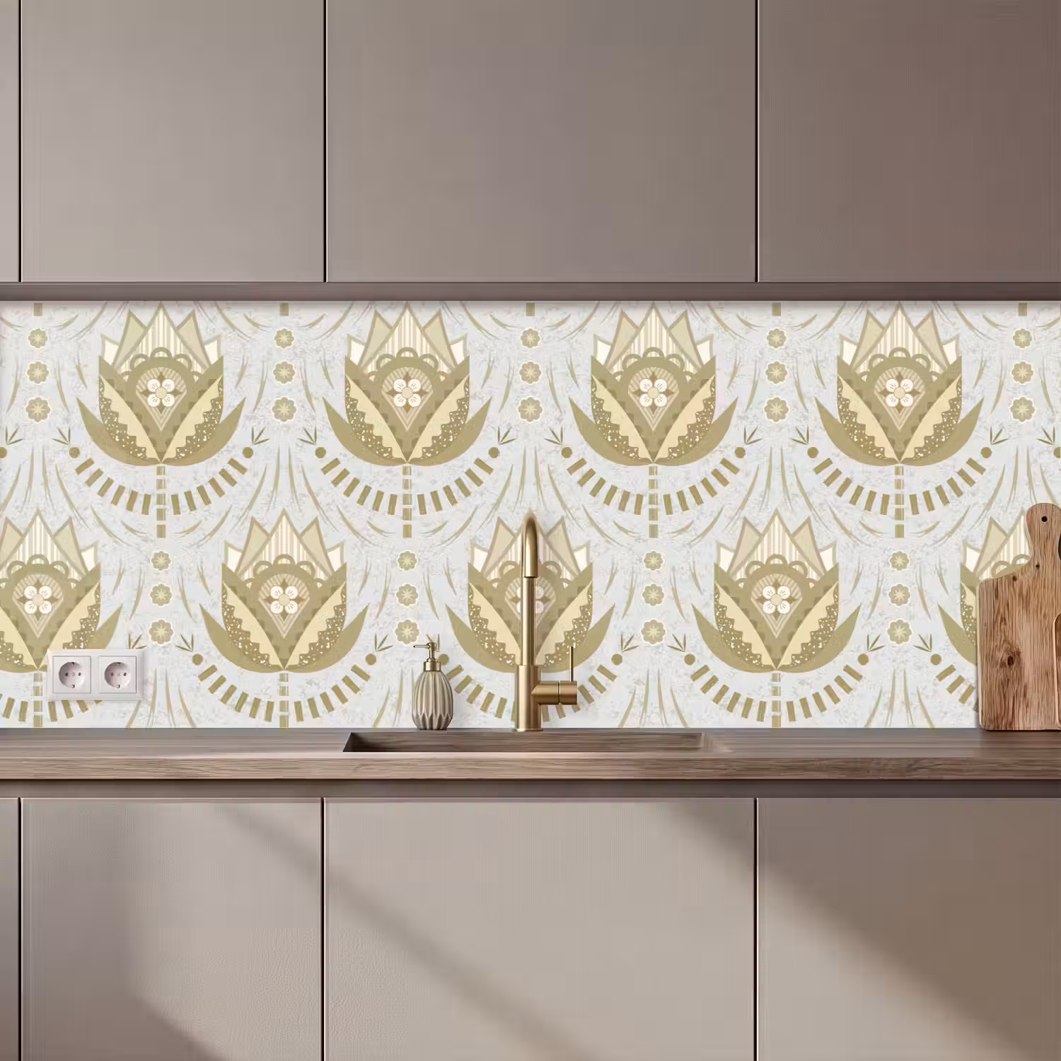 Bloemen - Goud - Patronen keuken achterwand 2 middel 871 zz_3dshopping