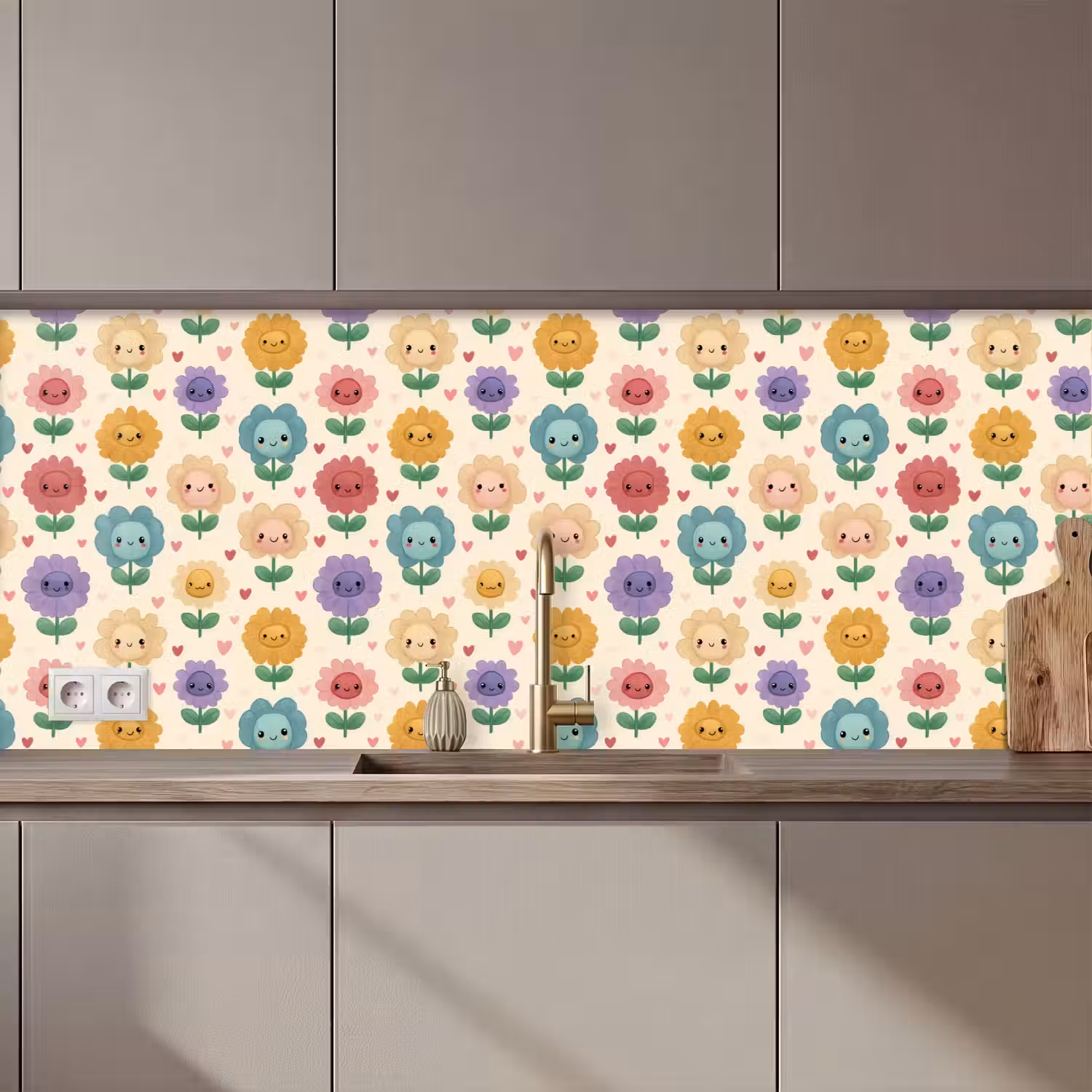 Bloemen - Hartjes - Kleurrijk keuken achterwand 2 middel 871 zz_3dshopping