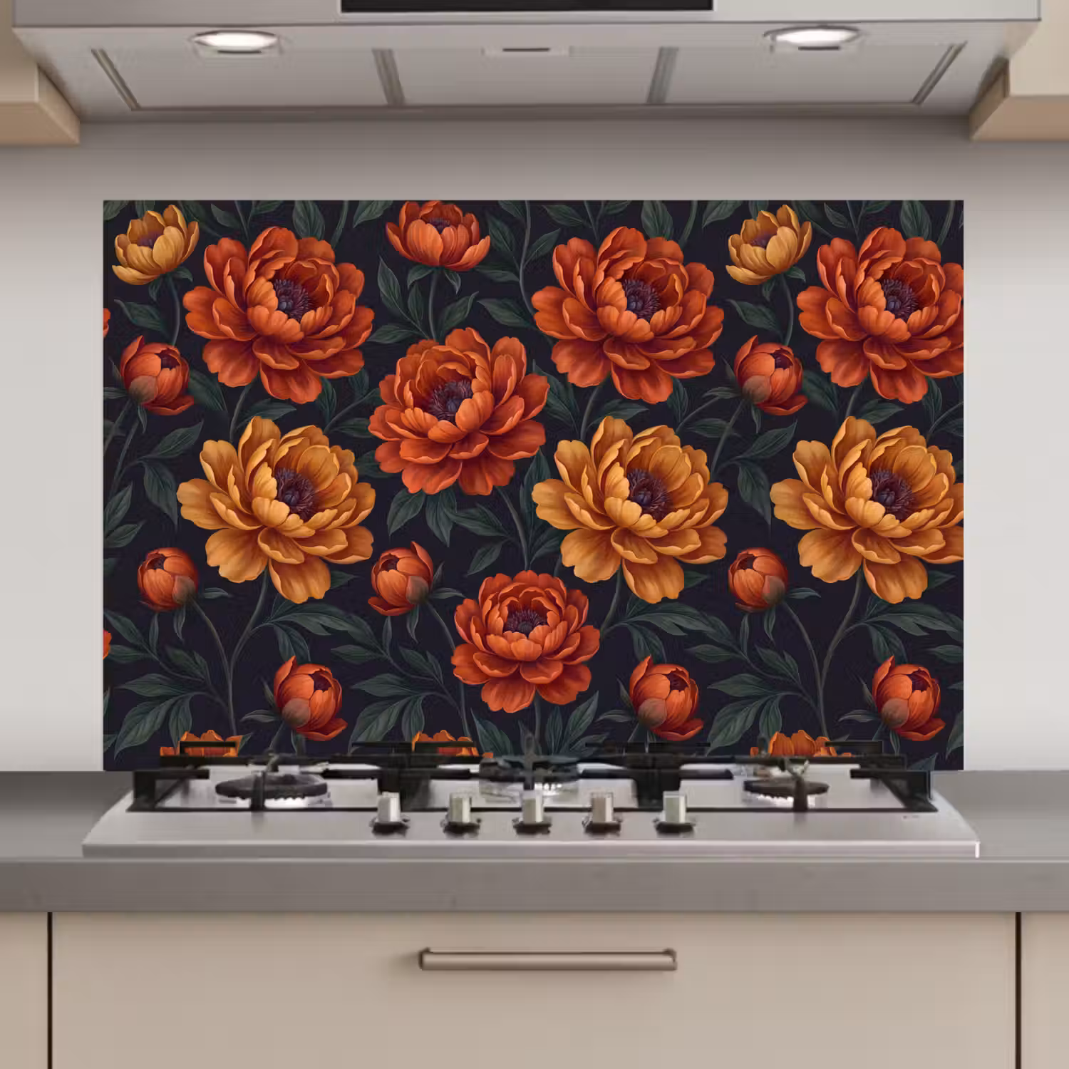 Bloemen - Bladeren - Natuur - Modern - Oranje keuken achterwand spatscherm klein -3d_website