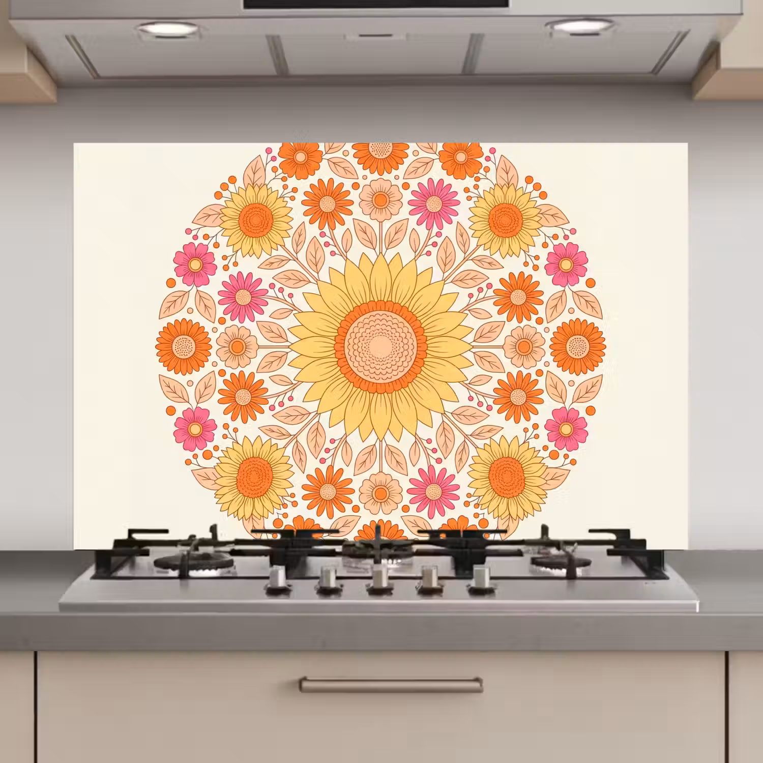 Bloemen - Mandala - Patroon - Kleurrijk keuken achterwand spatscherm klein -3d_website