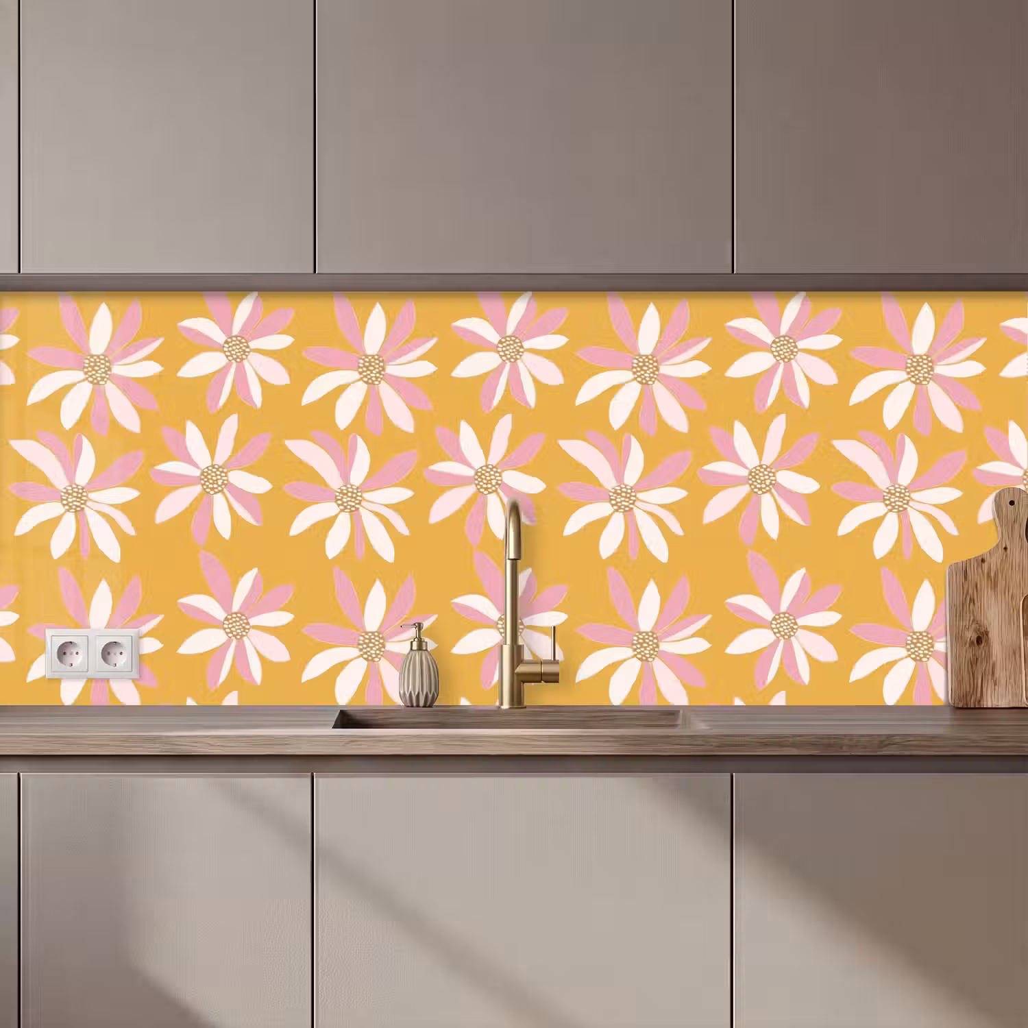 Bloemen - Modern - Geel keuken achterwand 2 middel 871 zz_3dshopping