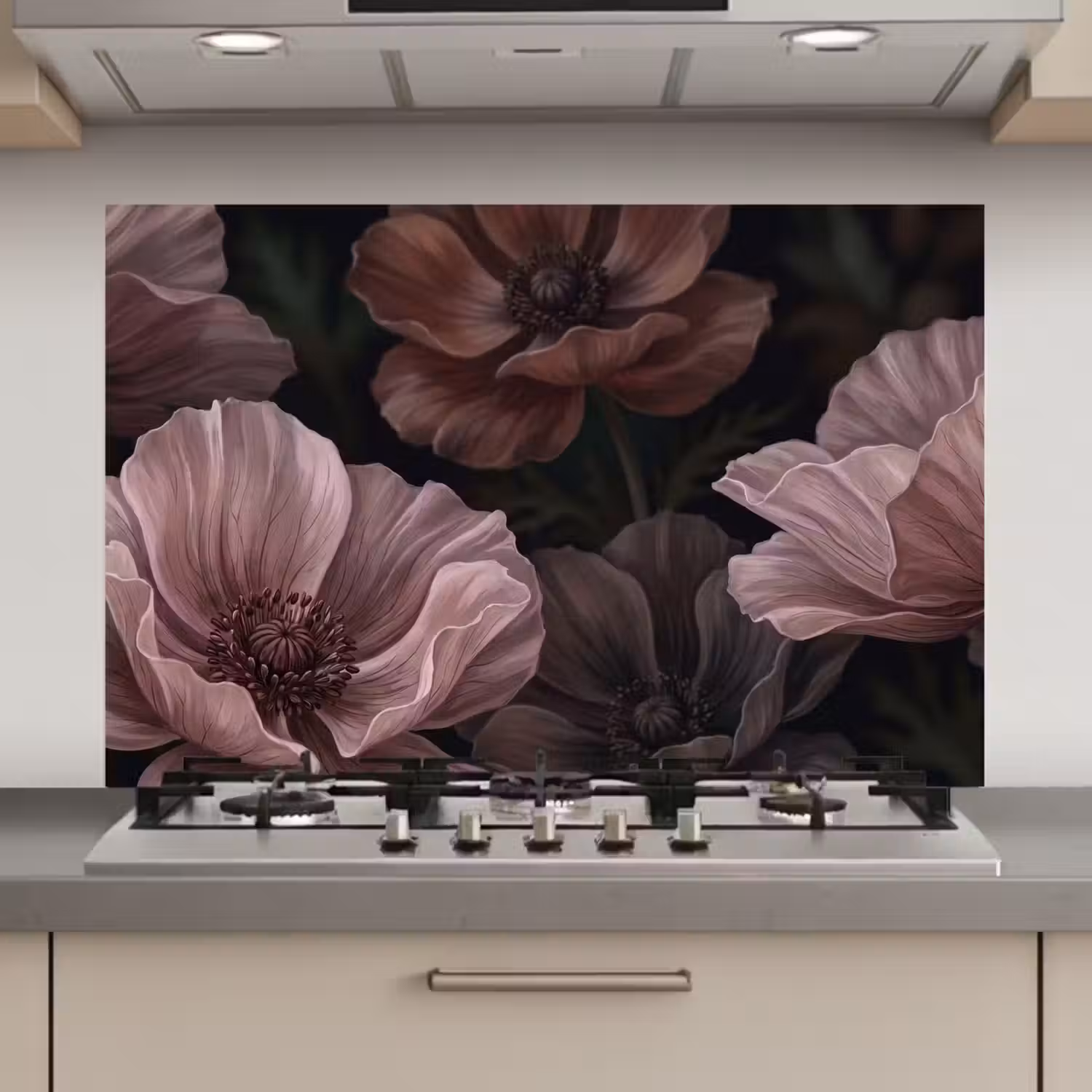 Bloemen - Natuur - Roze - Donker - Modern keuken achterwand spatscherm klein -3d_website