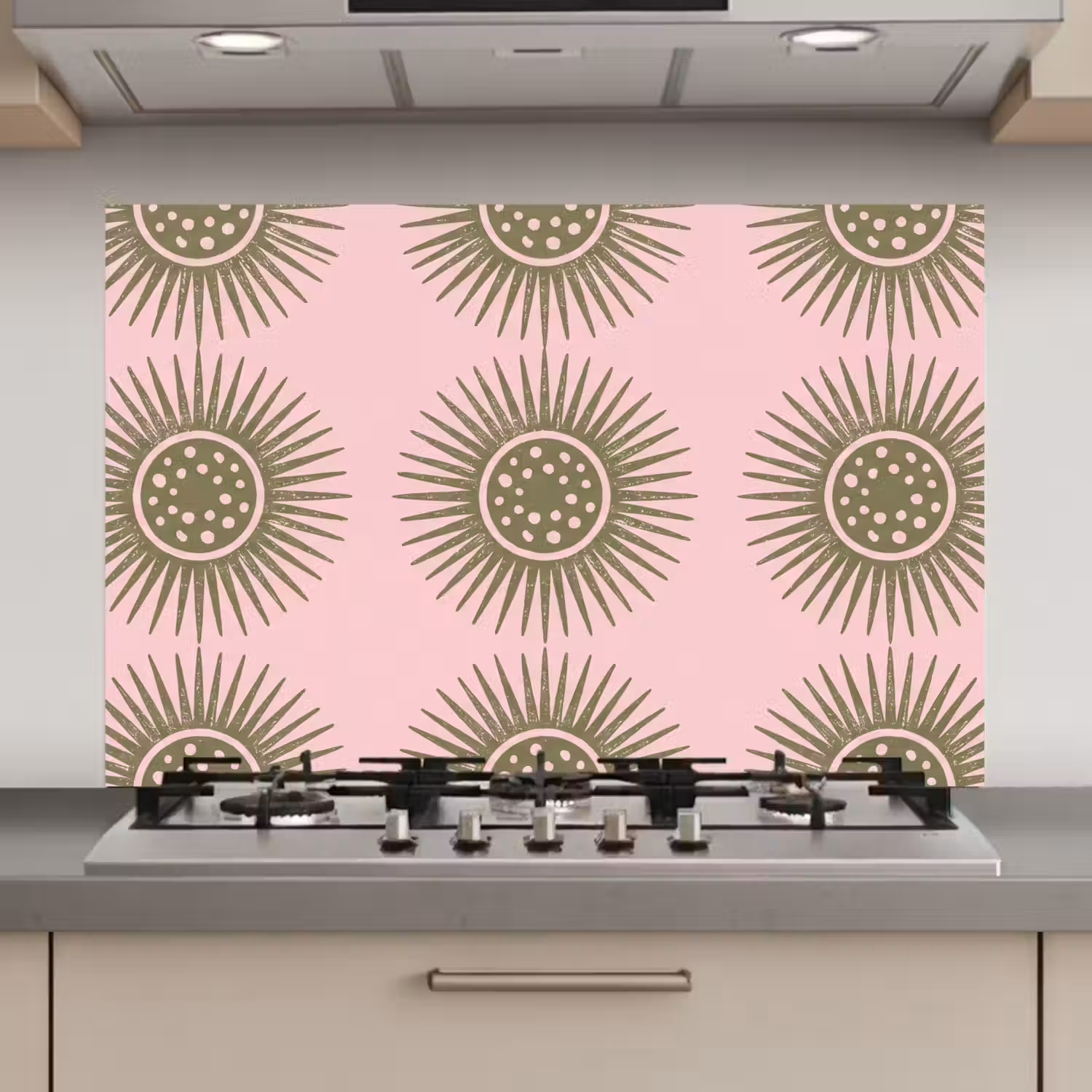Bloemen - Patroon - Abstract - Roze - Groen keuken achterwand spatscherm klein -3d_website
