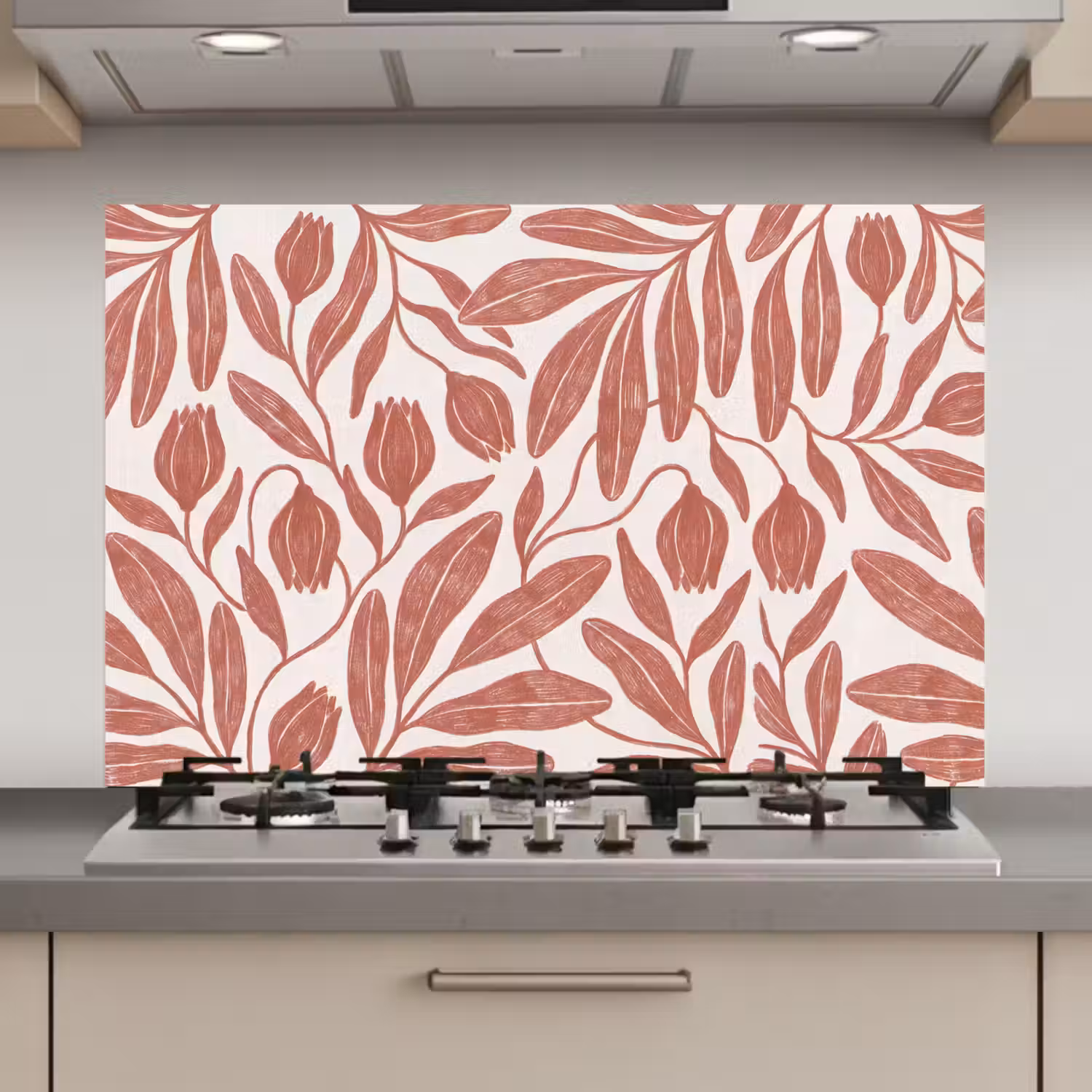 Bloemen - Patroon - Modern - Natuur - Bruin keuken achterwand spatscherm klein -3d_website