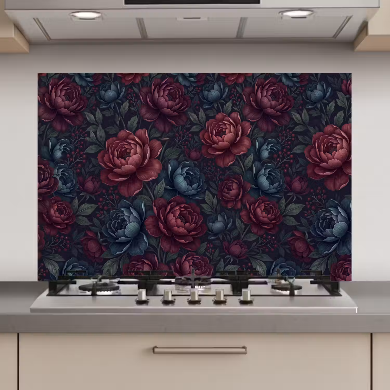 Bloemen - Patroon - Natuur - Klassiek - Donker keuken achterwand spatscherm klein -3d_website