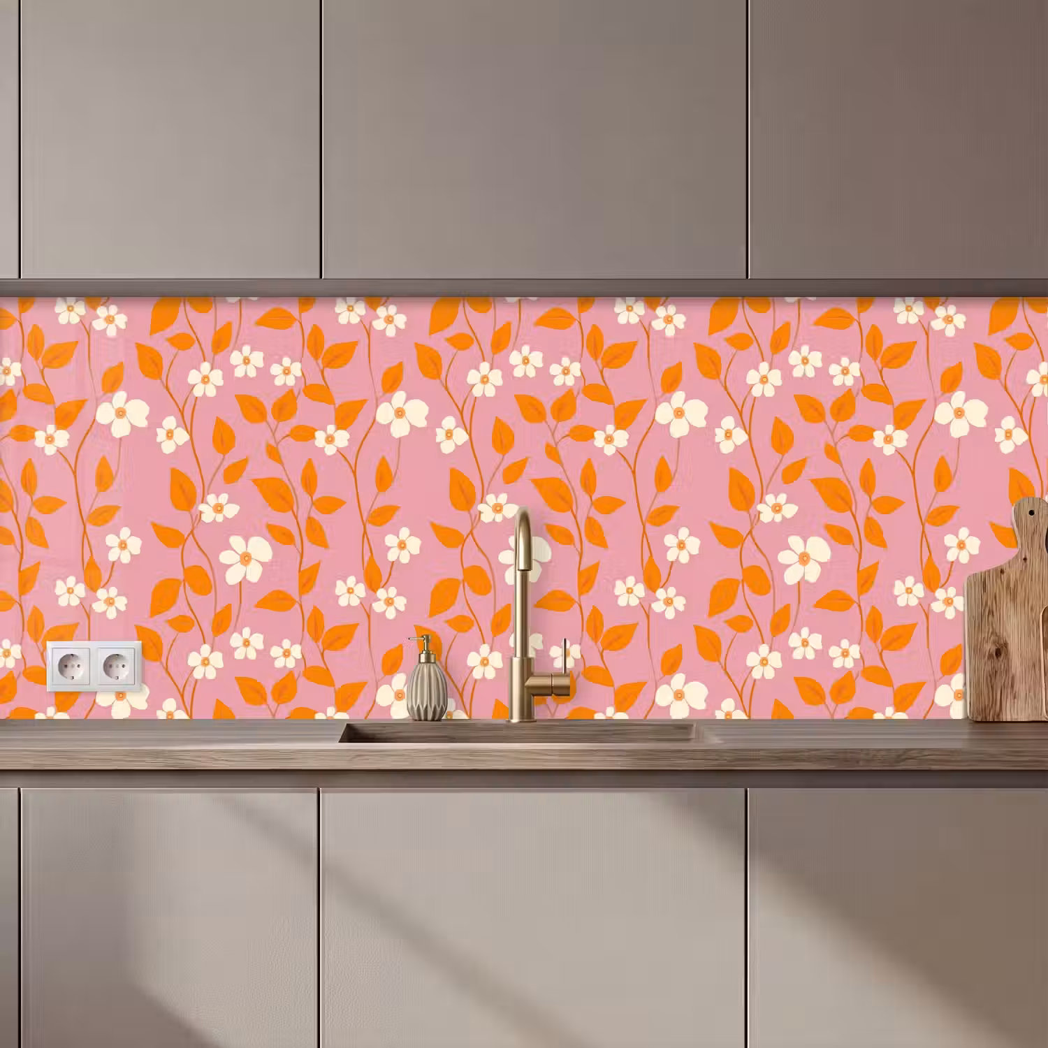 Bloemen - Patroon - Oranje keuken achterwand 2 middel 871 zz_3dshopping