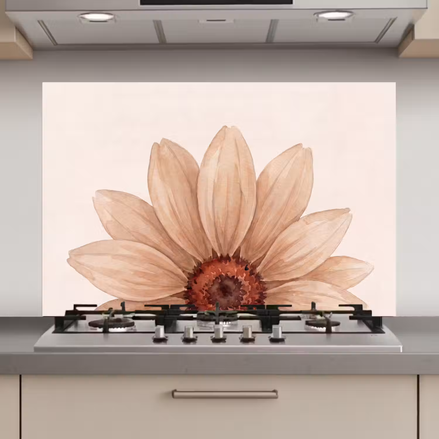 Bloemen - Bloemblad - Natuur - Aquarel - Beige keuken achterwand spatscherm klein -3d_website