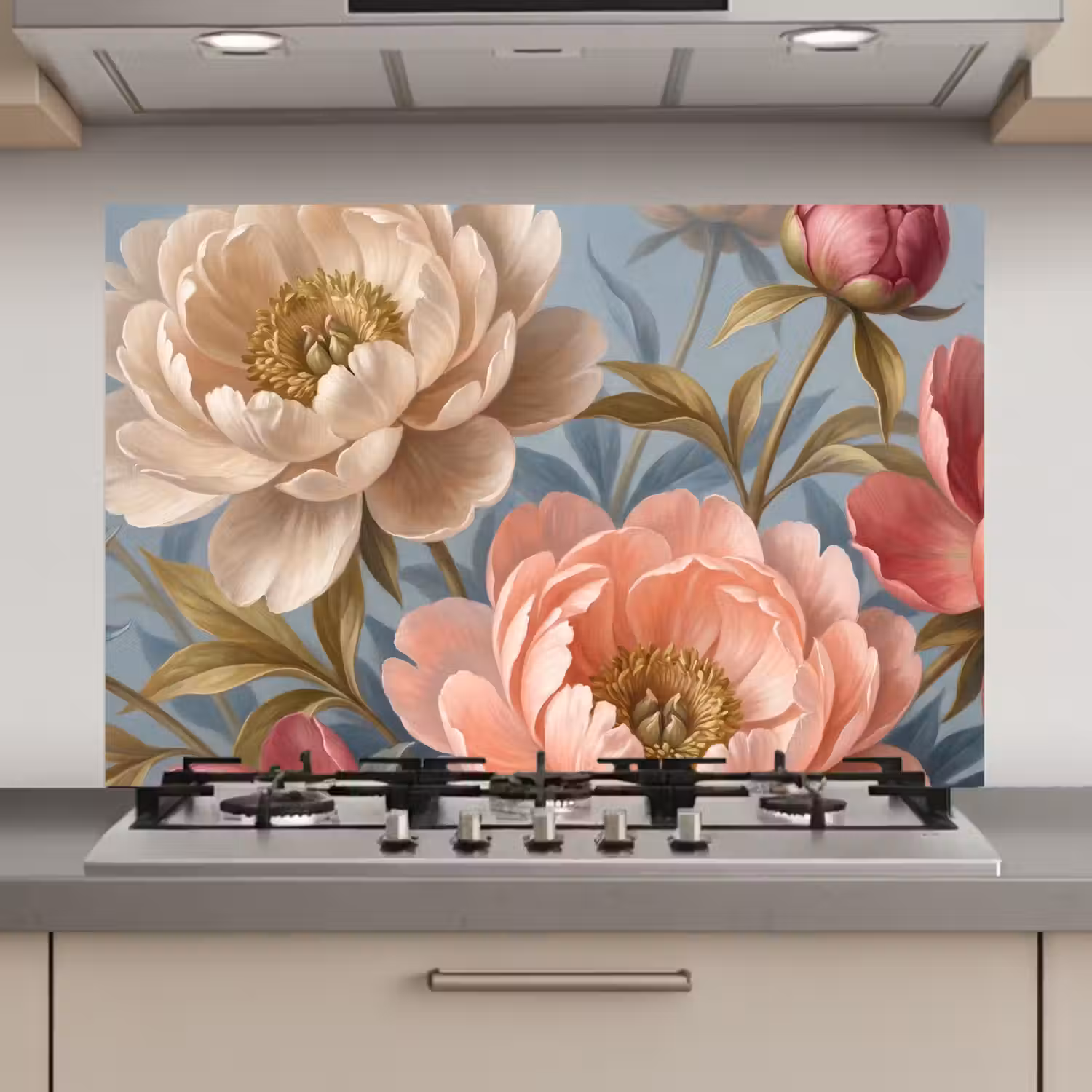 Bloemen - Roze - Beige - Modern - Natuur keuken achterwand spatscherm klein -3d_website