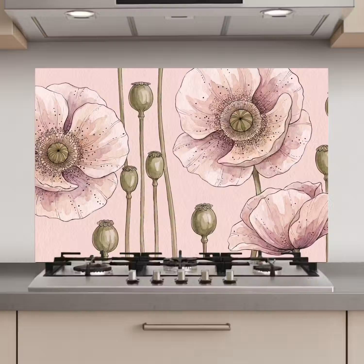 Bloemen - Zomer - Natuur - Aquarel - Roze keuken achterwand spatscherm klein -3d_website