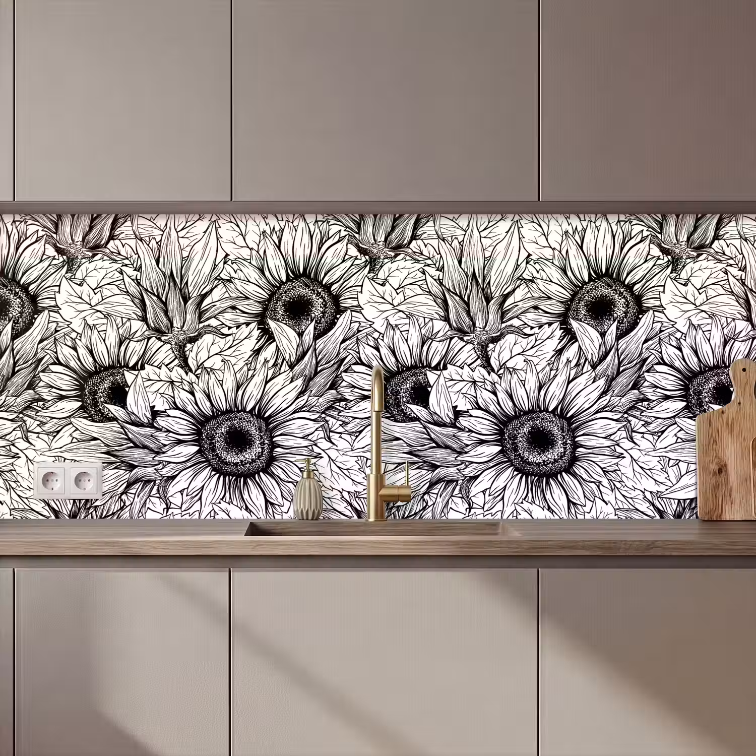 Bloemen - Zonnebloem - Patroon keuken achterwand 2 middel 871 zz_3dshopping