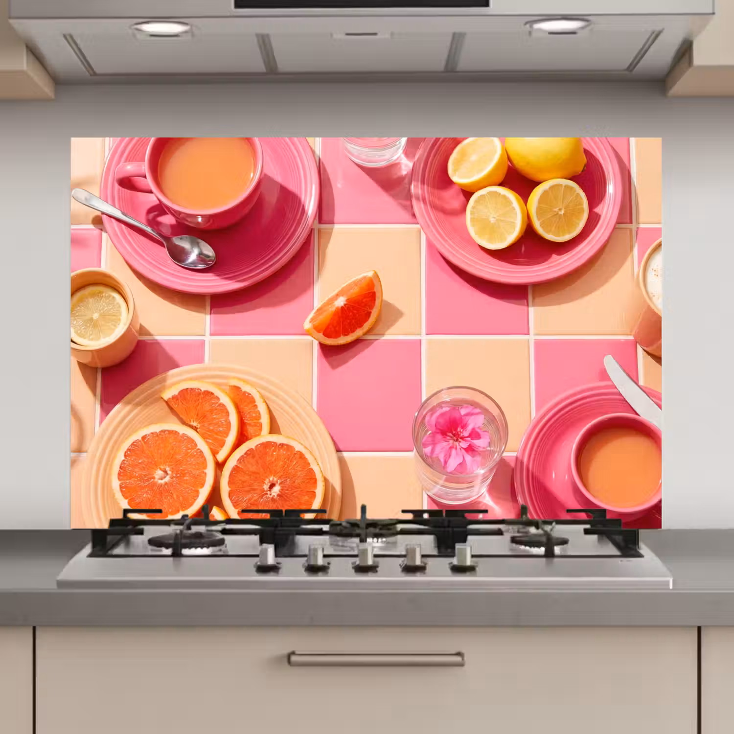 Eten - Citrusvruchten - Stillevens - Roze - Oranje keuken achterwand spatscherm klein -3d_website
