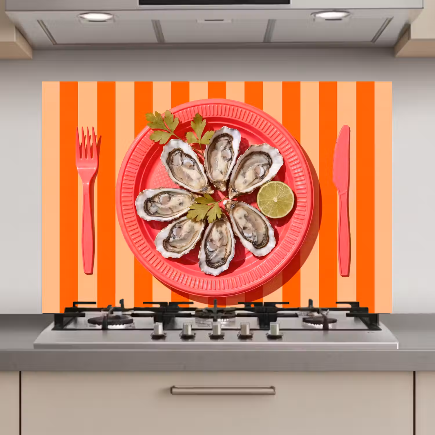 Eten - Oester - Zeevruchten - Oranje - Modern keuken achterwand spatscherm klein -3d_website