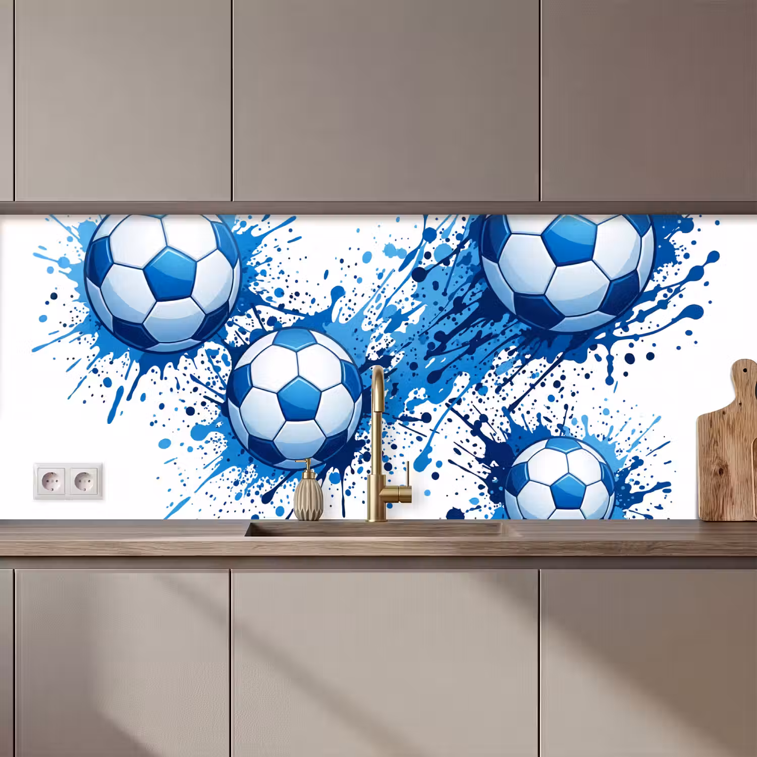 Voetballen - Verf - Sport - Blauw keuken achterwand 2 middel zz_3dshopping