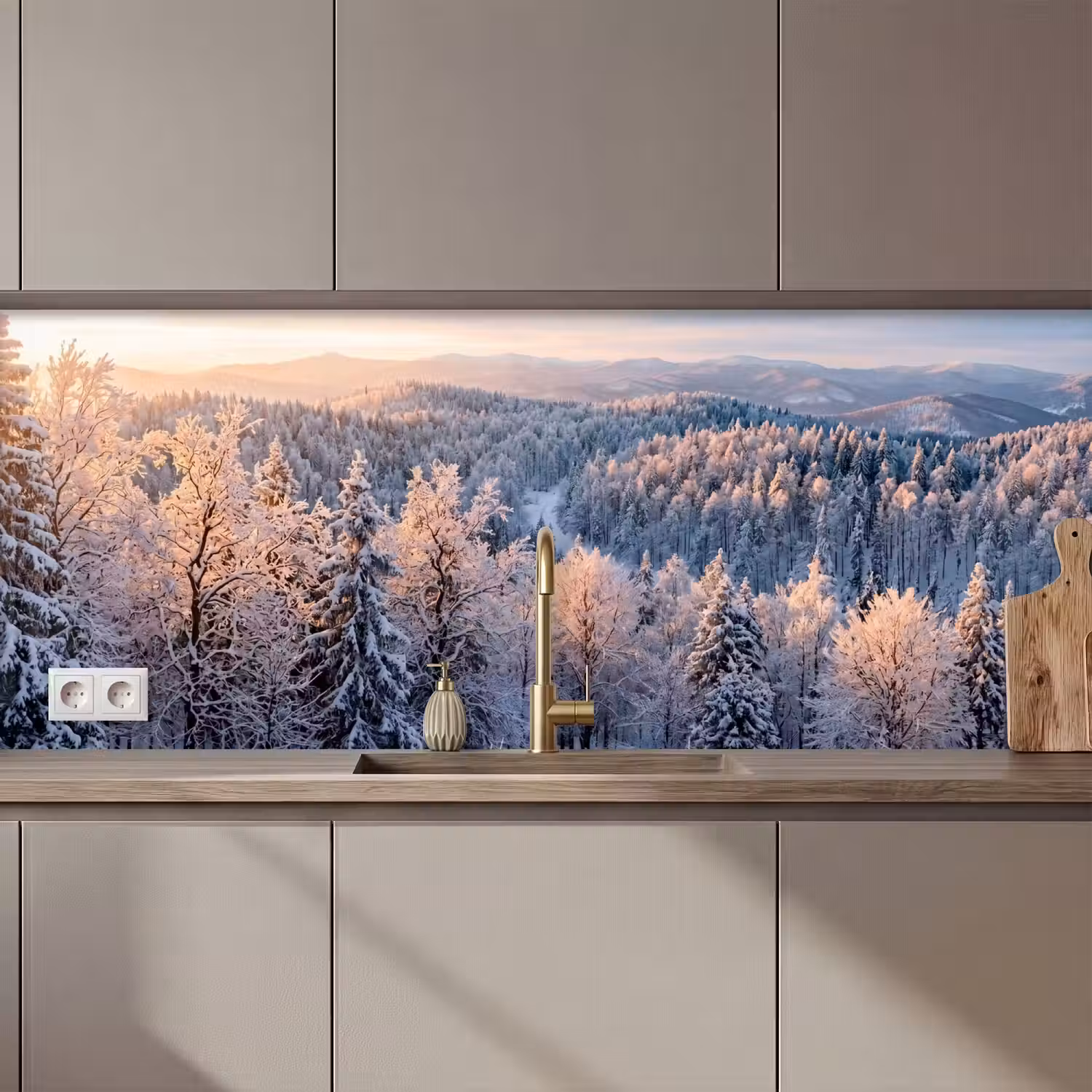 Bos - Bergen - Goud - Winter - Warm keuken achterwand 2 middel zz_3dshopping