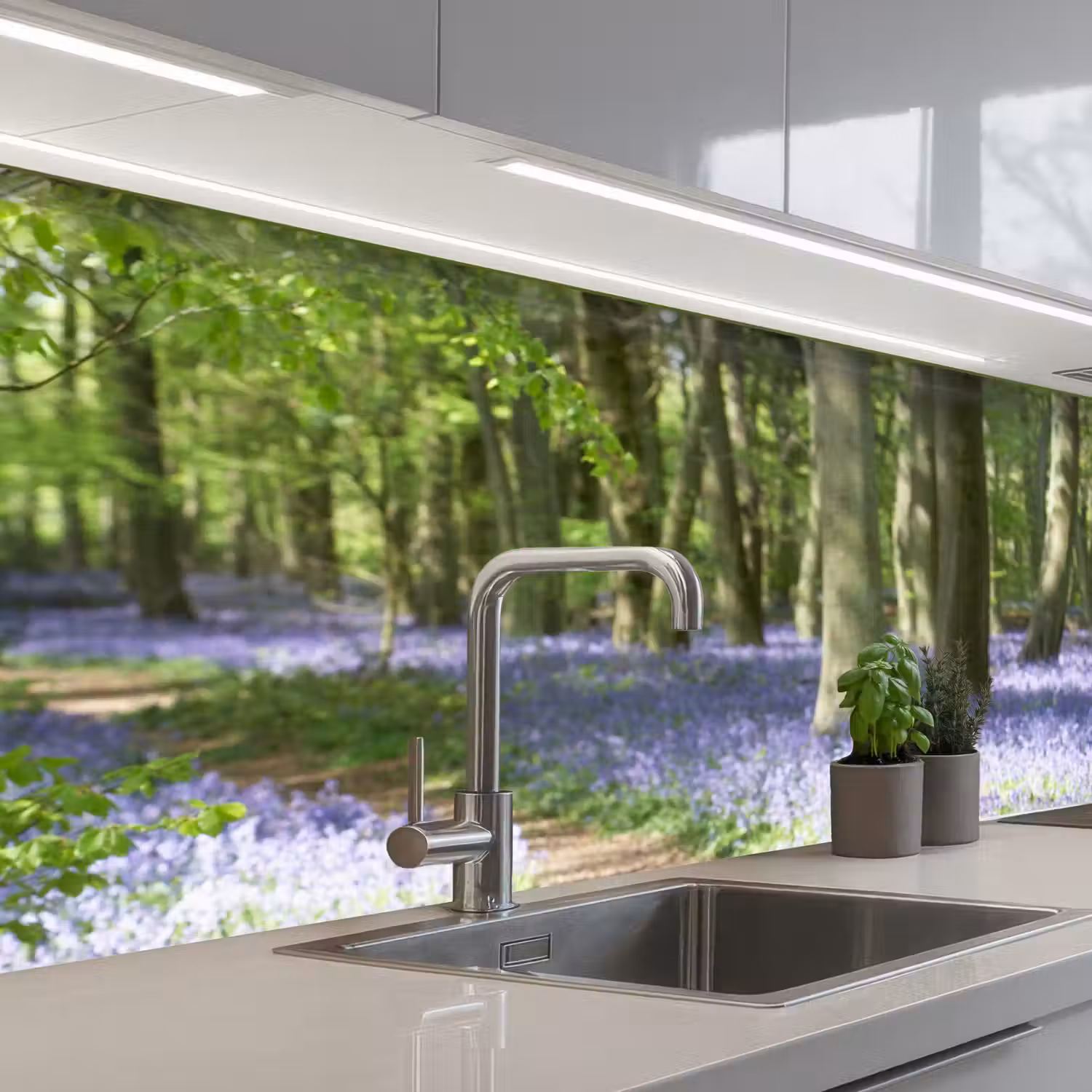 Bos - Pad - Bloemen - Paars - Groen - Natuur keuken achterwand sample klein -3d_EN
