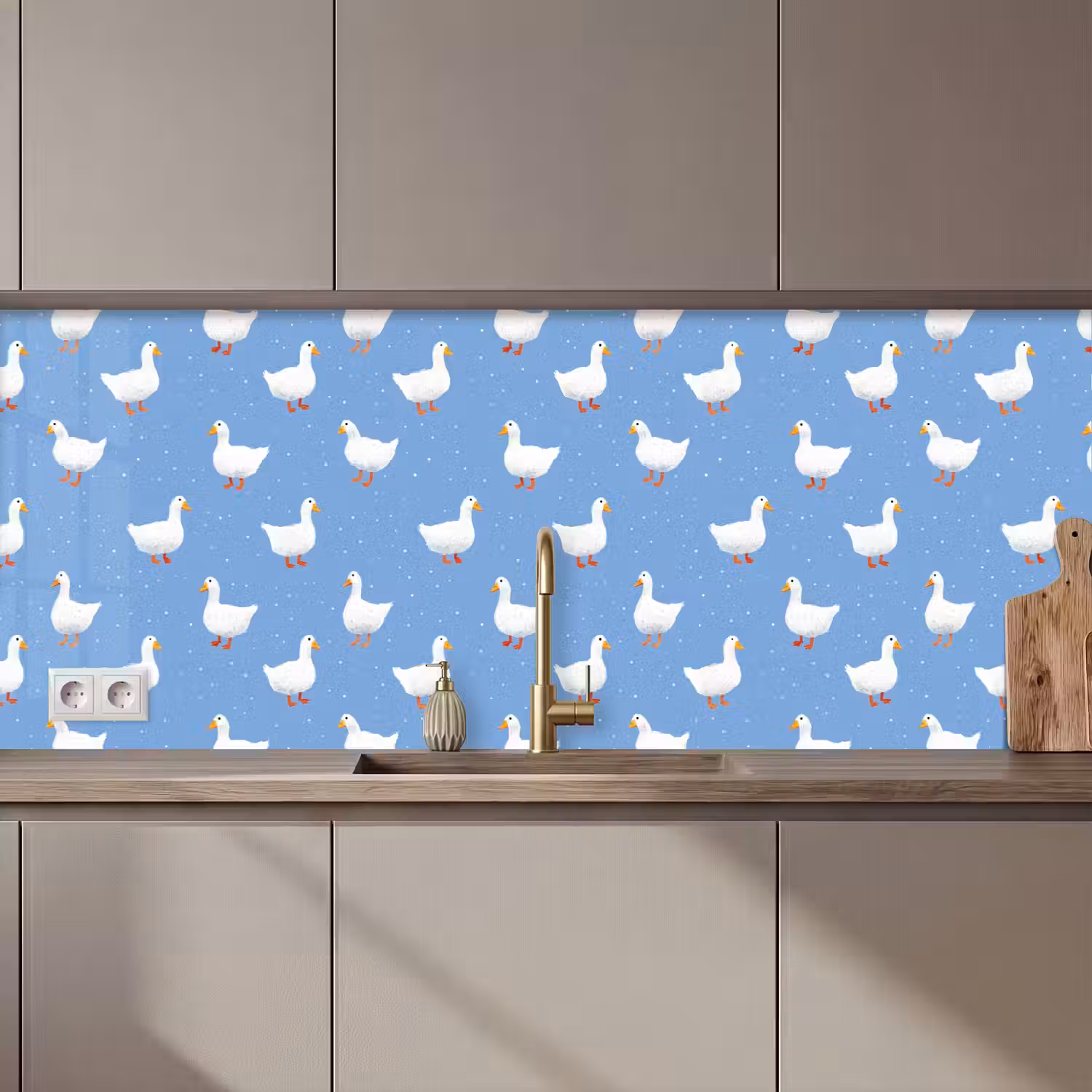 Ganzen - Elegant - Blauw keuken achterwand 2 middel 871 zz_3dshopping